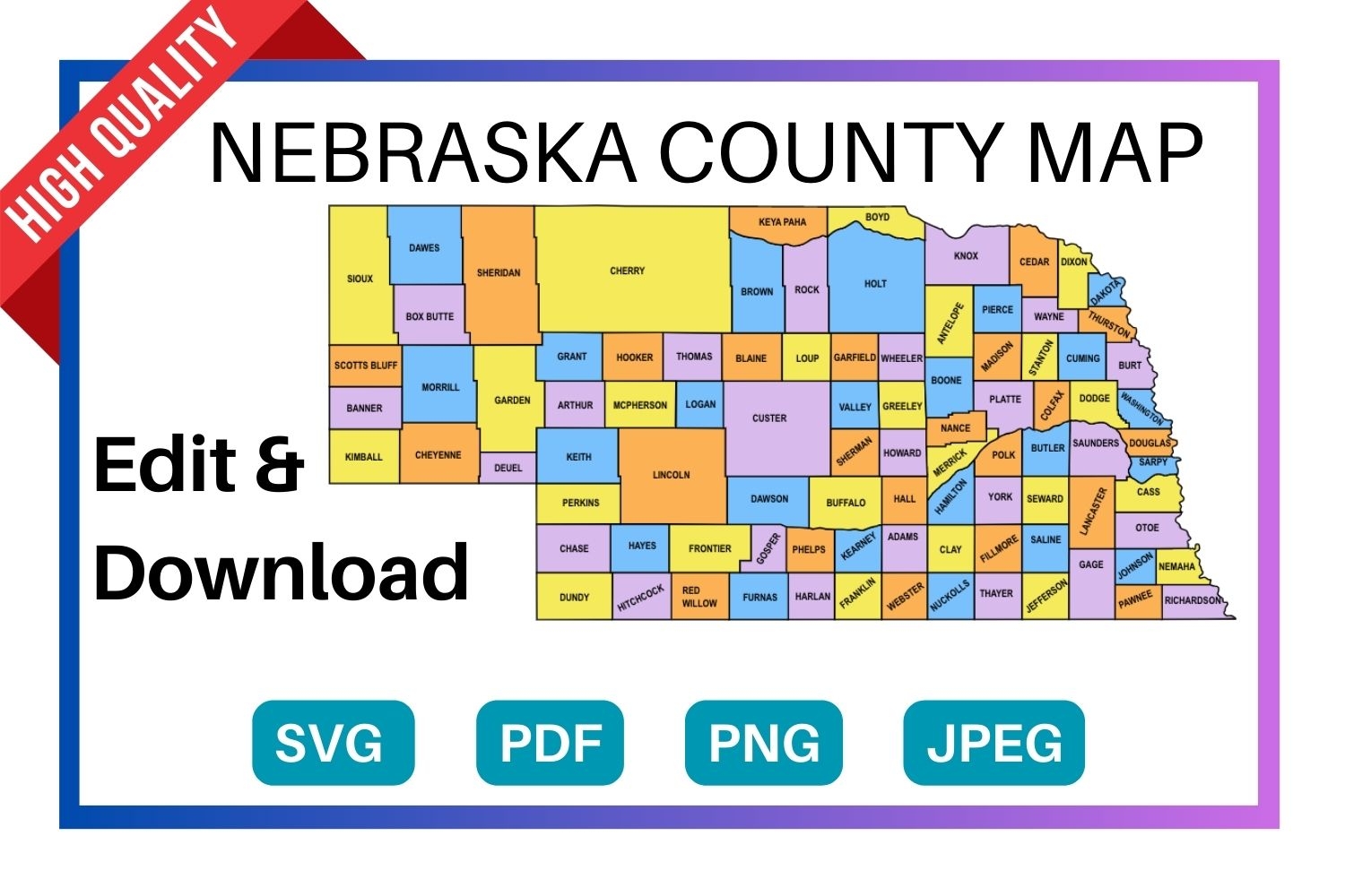 Nebraska County Map Editable U0026 Printable State County Maps