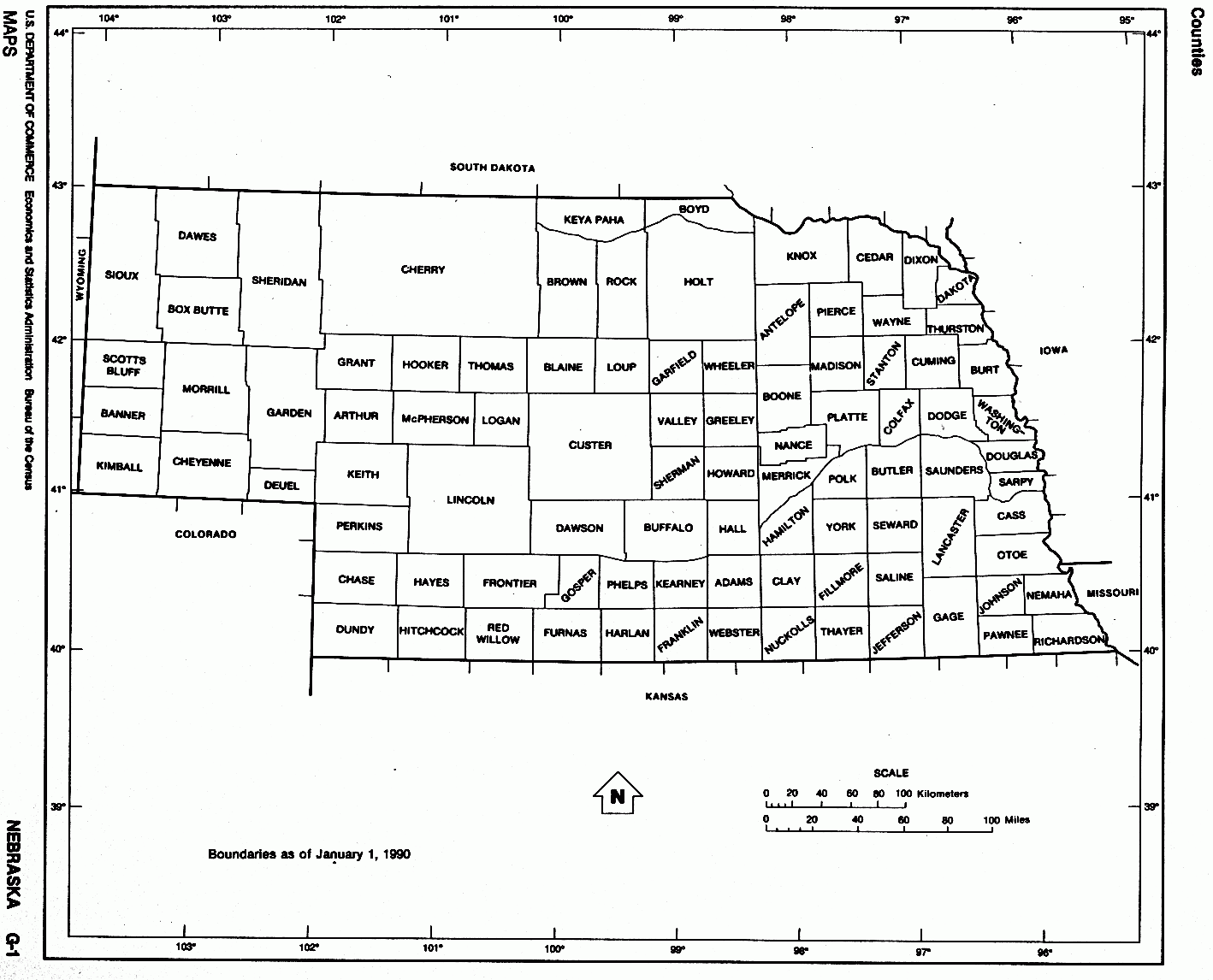 Nebraska Free Map