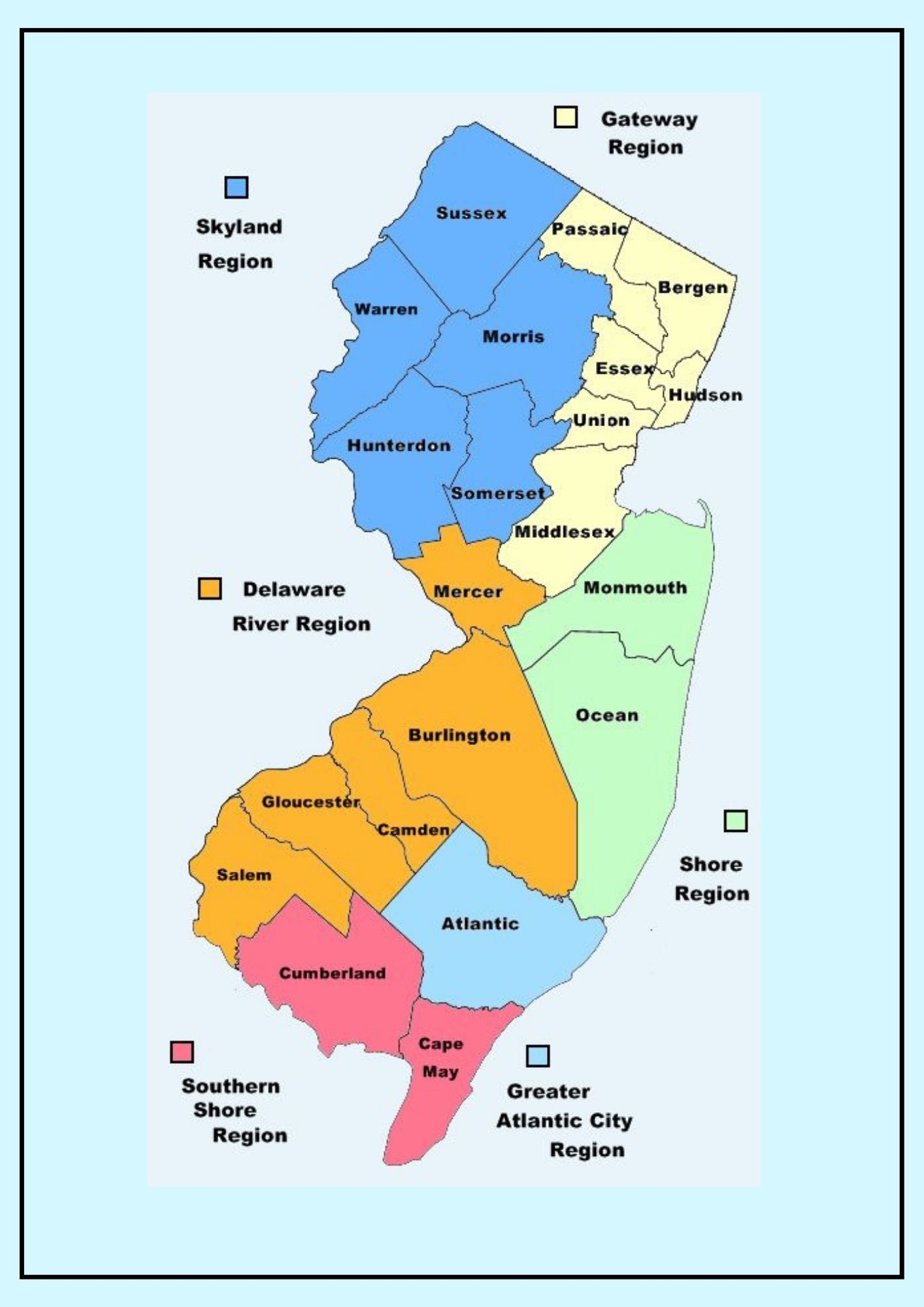 Printable Map Of New Jersey