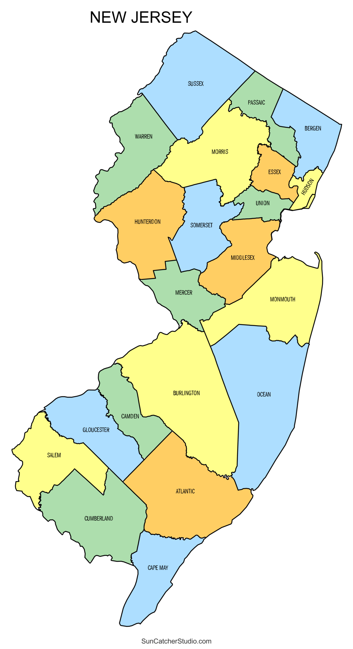 New Jersey County Map Printable State Map With County Lines Free Printables Monograms Design Tools Patterns U0026 DIY Projects