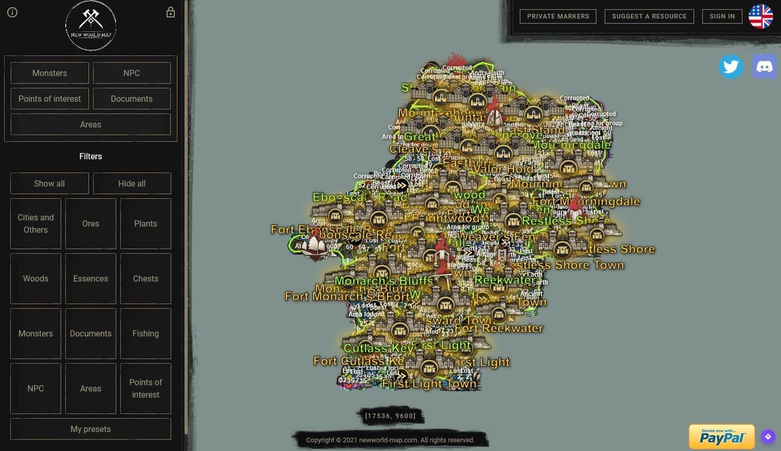 New World Aeternum Map Resource Locations Named Mobs Dungeons And Lore Pages NewWorld Map
