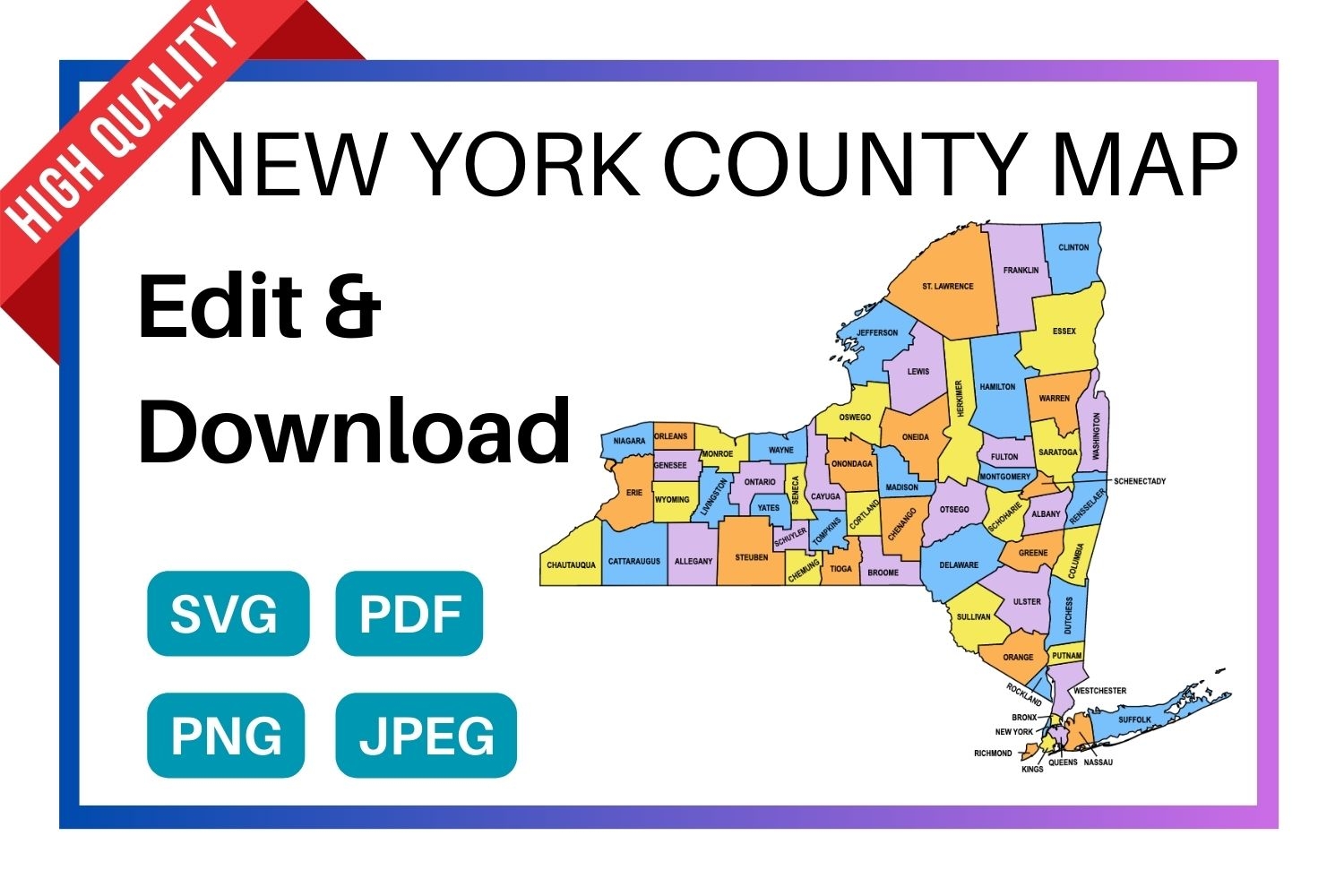 New York Map Printable