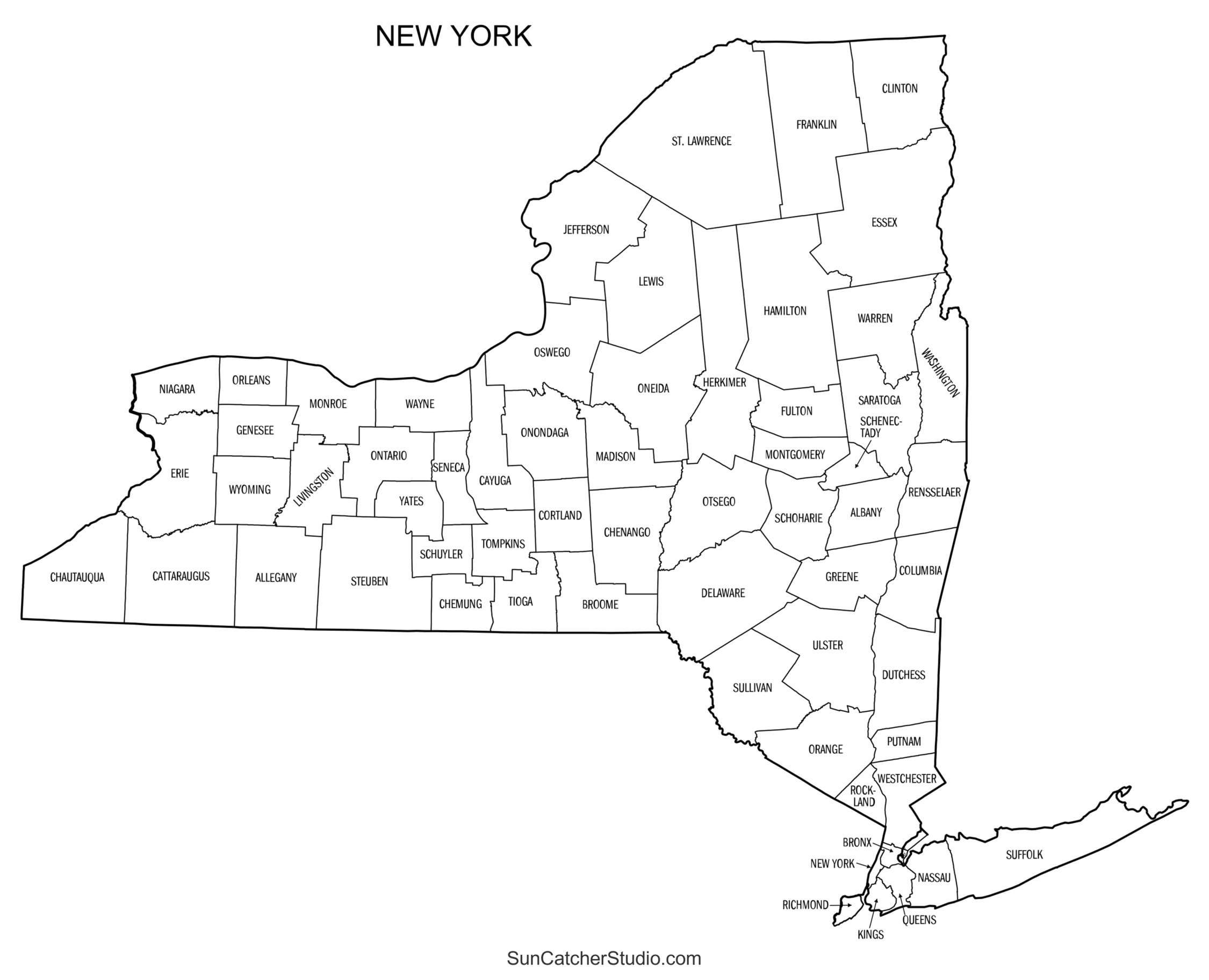 New York County Map Printable State Map With County Lines Free Printables Monograms Design Tools Patterns U0026 DIY Projects