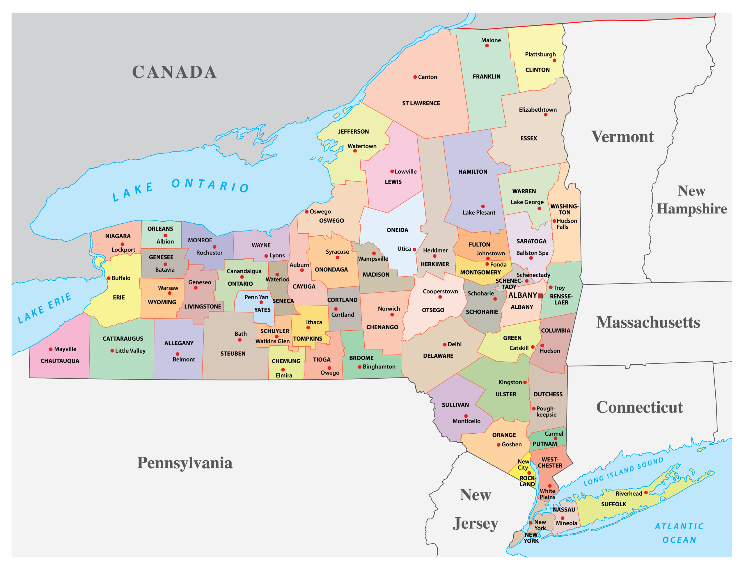 Printable Map Of New York State