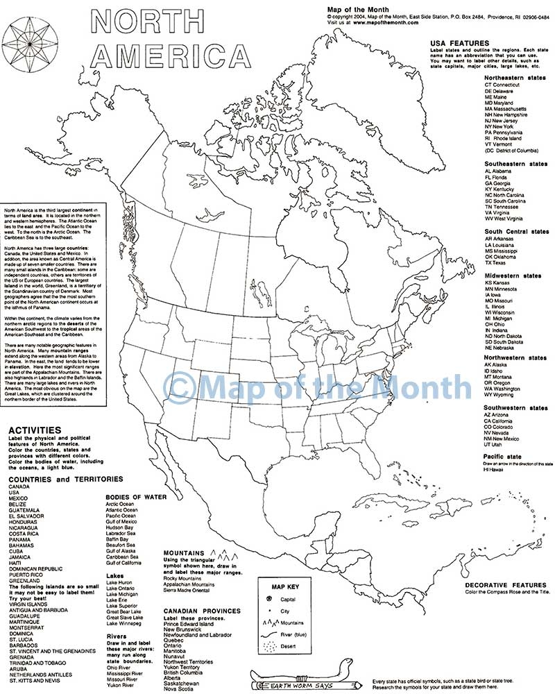 Free Printable Map Of North America