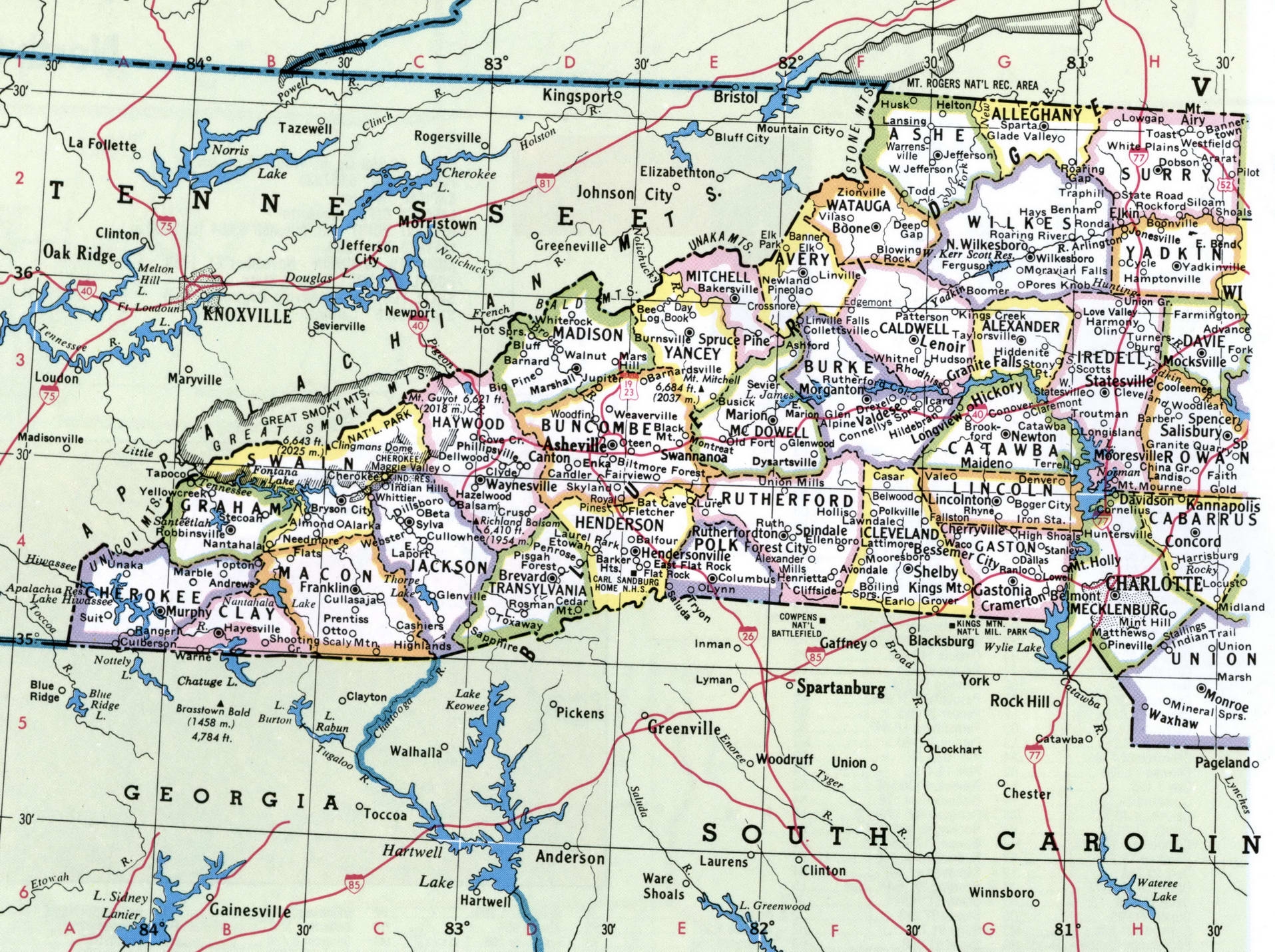 North Carolina Map With Counties Free Printable Map Of North Carolina Counties And Cities