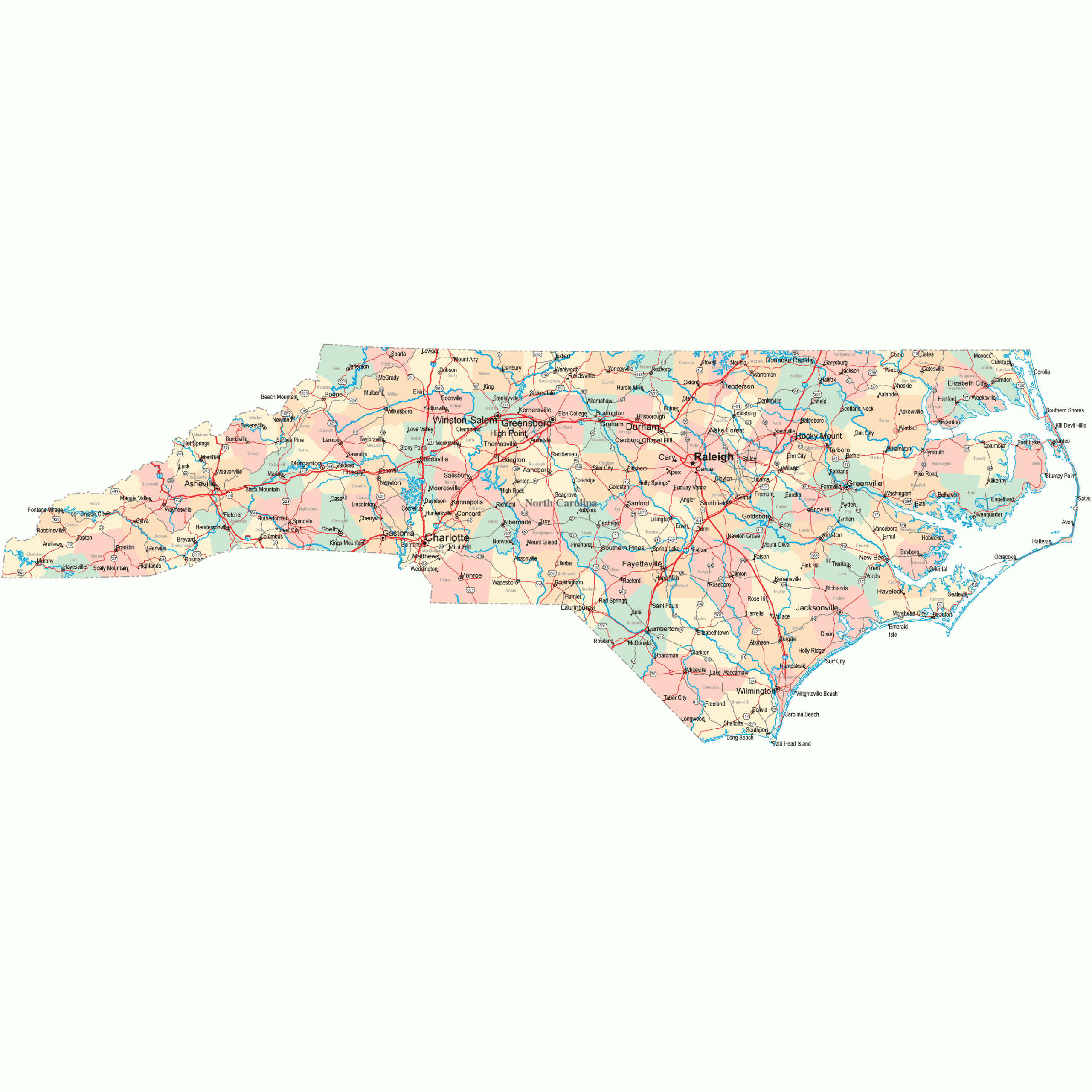 North Carolina Road Map NC Road Map North Carolina Highway Map