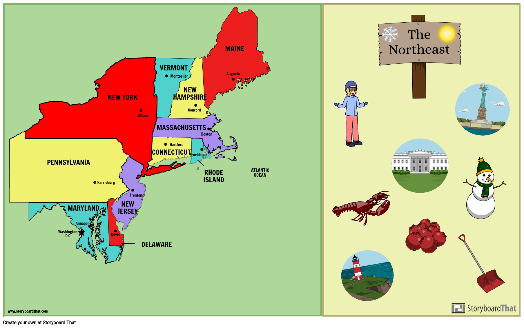 Printable Map Of The Northeast