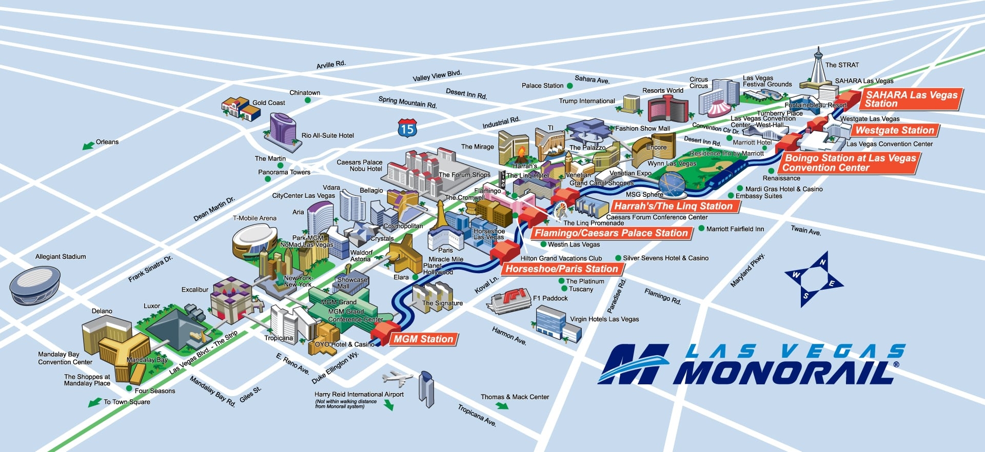 Official Route Map Of The Las Vegas Monorail