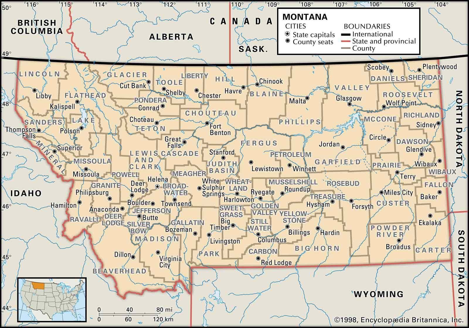 Printable Montana County Map