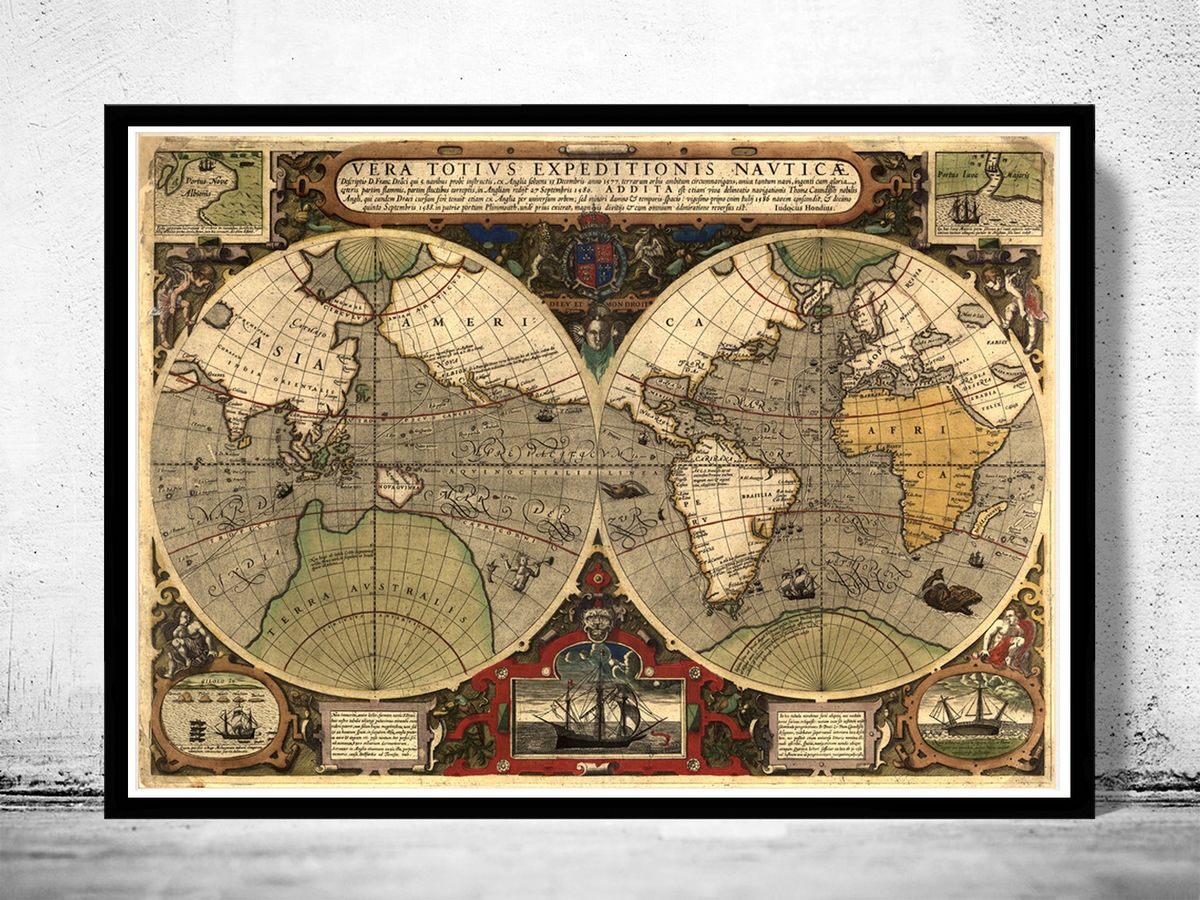Old World Map 1595 Vintage Map Wall Map Print VINTAGE MAPS AND PRINTS