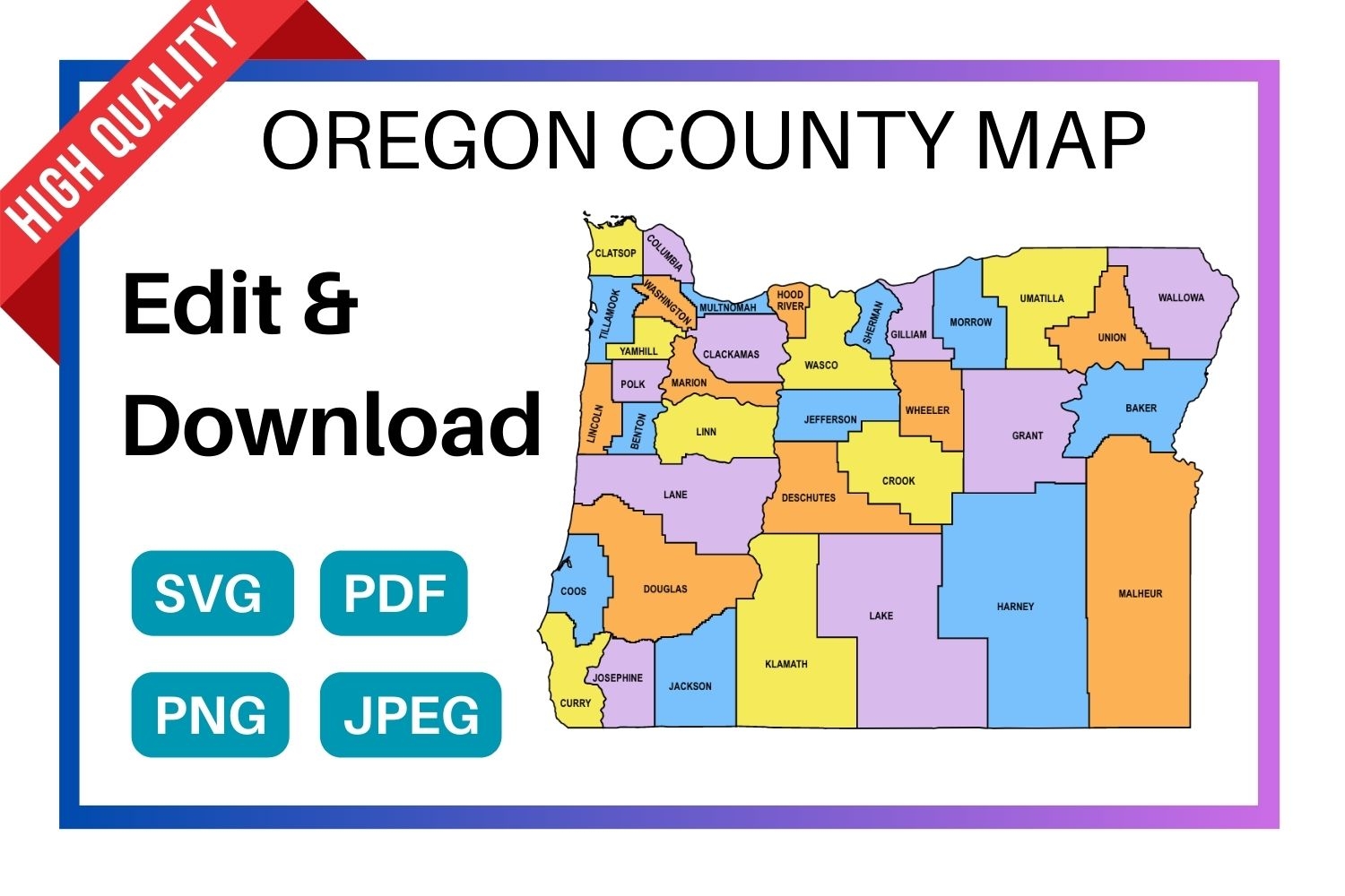 Oregon County Map Editable U0026 Printable State County Maps