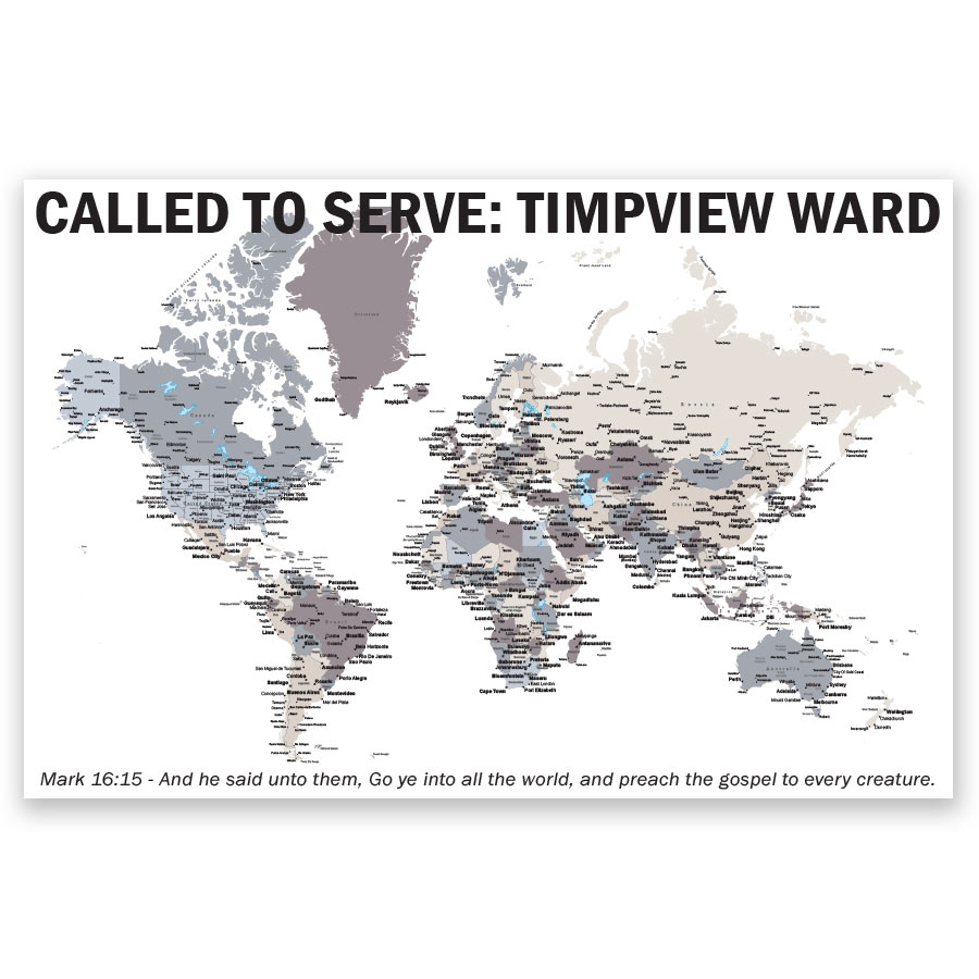 Personalized LDS World Mission Map Poster
