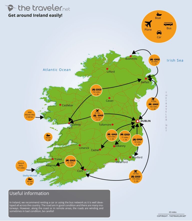 Places To Visit Ireland Tourist Maps And Must see Attractions
