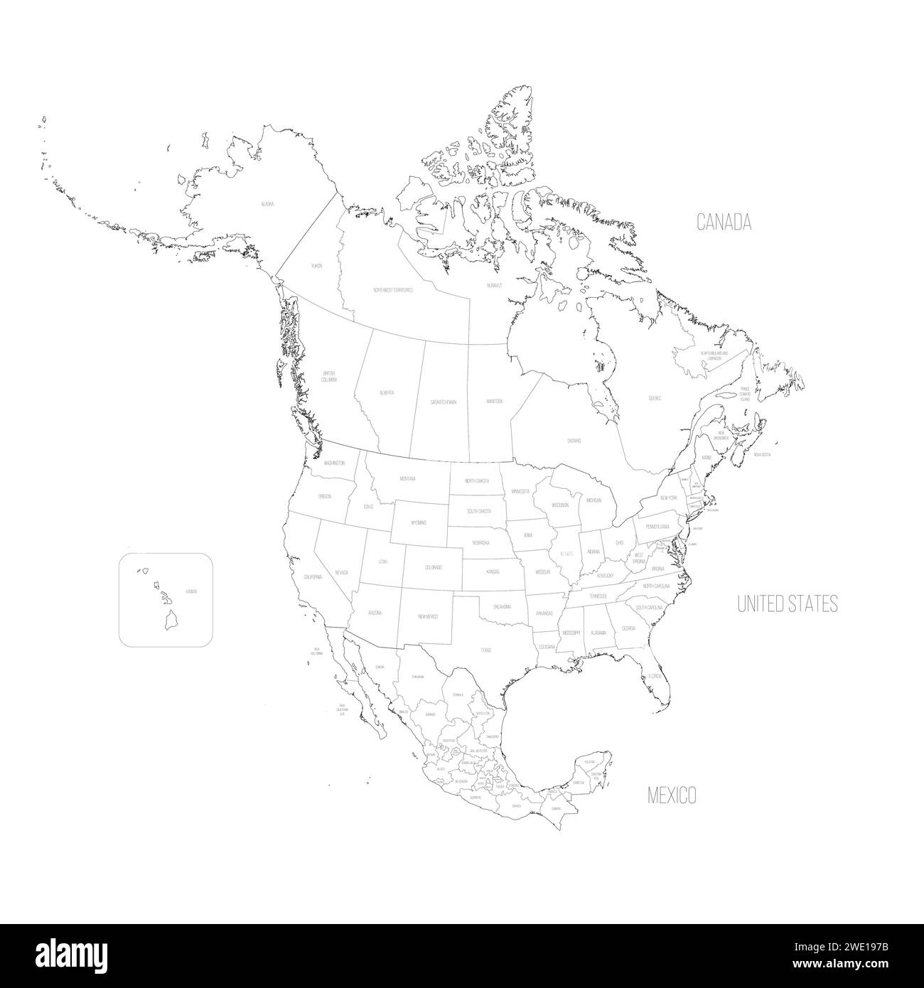 Blank Printable Map Of North America