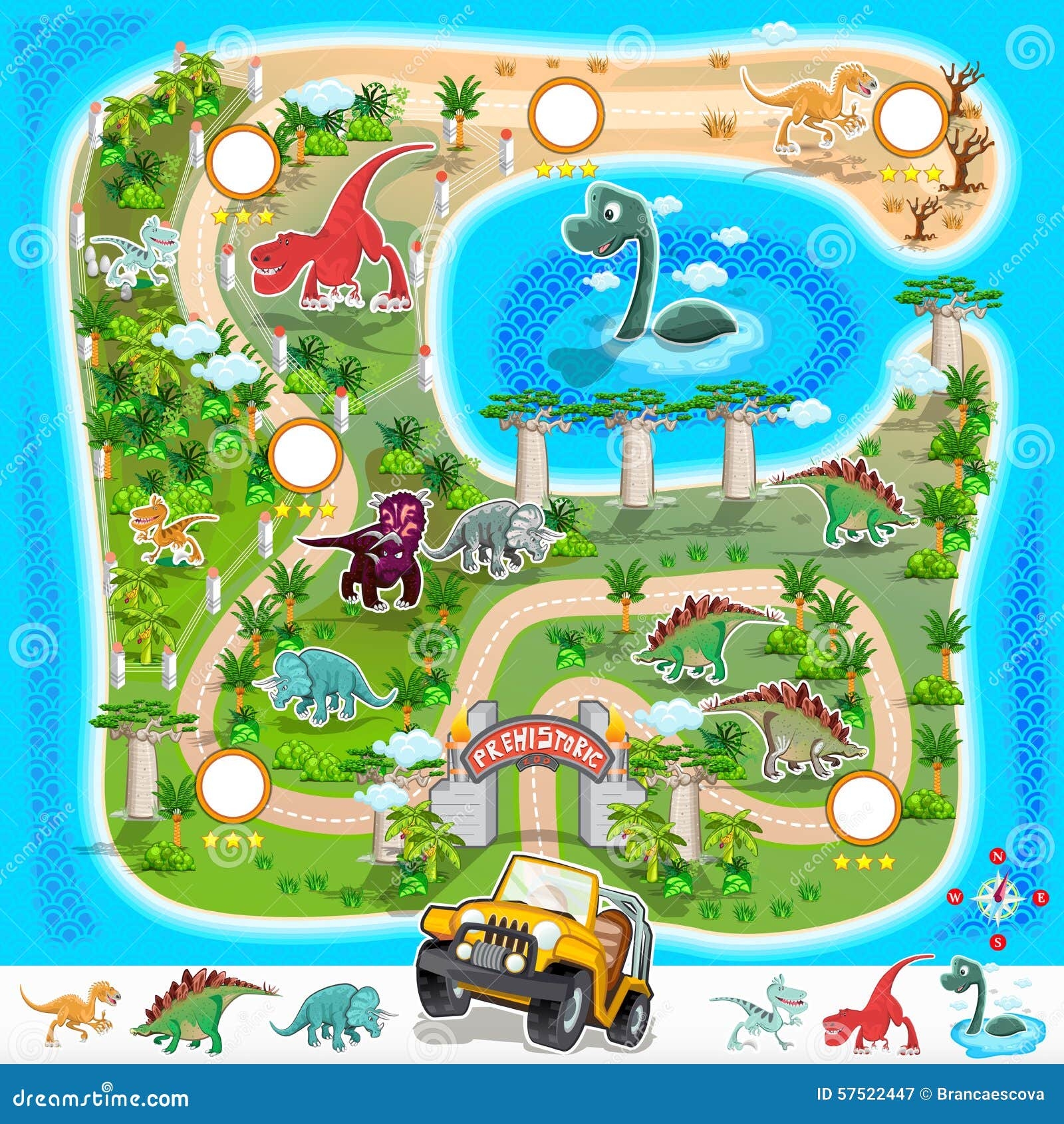 Prehistoric Zoo Map Collection 01 Stock Vector Illustration Of Carnivore Evolution 57522447