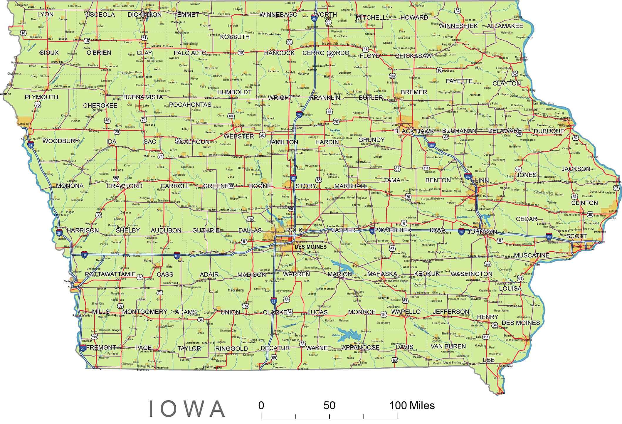 Preview Of Iowa State Vector Road Map ai Pdf 300 Dpi Jpg 