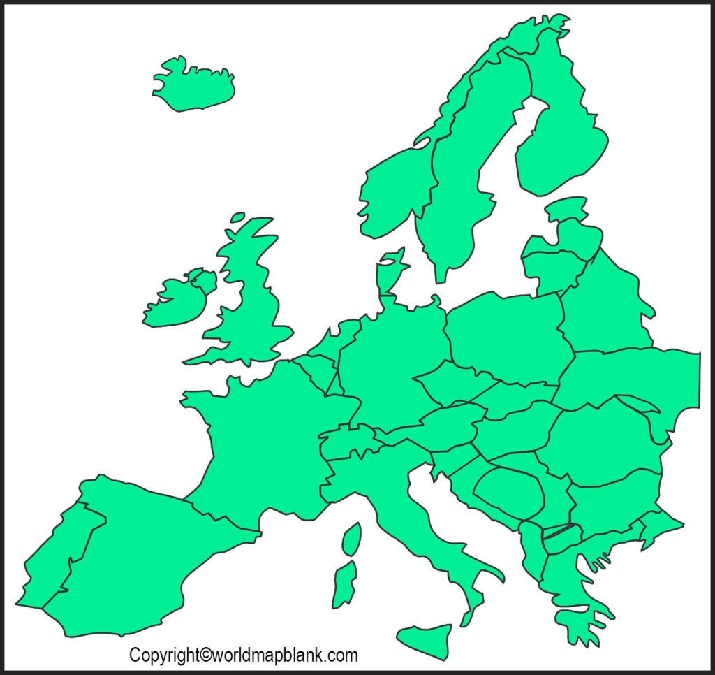 Printable Blank Map Of Europe Outline Countries Capitals