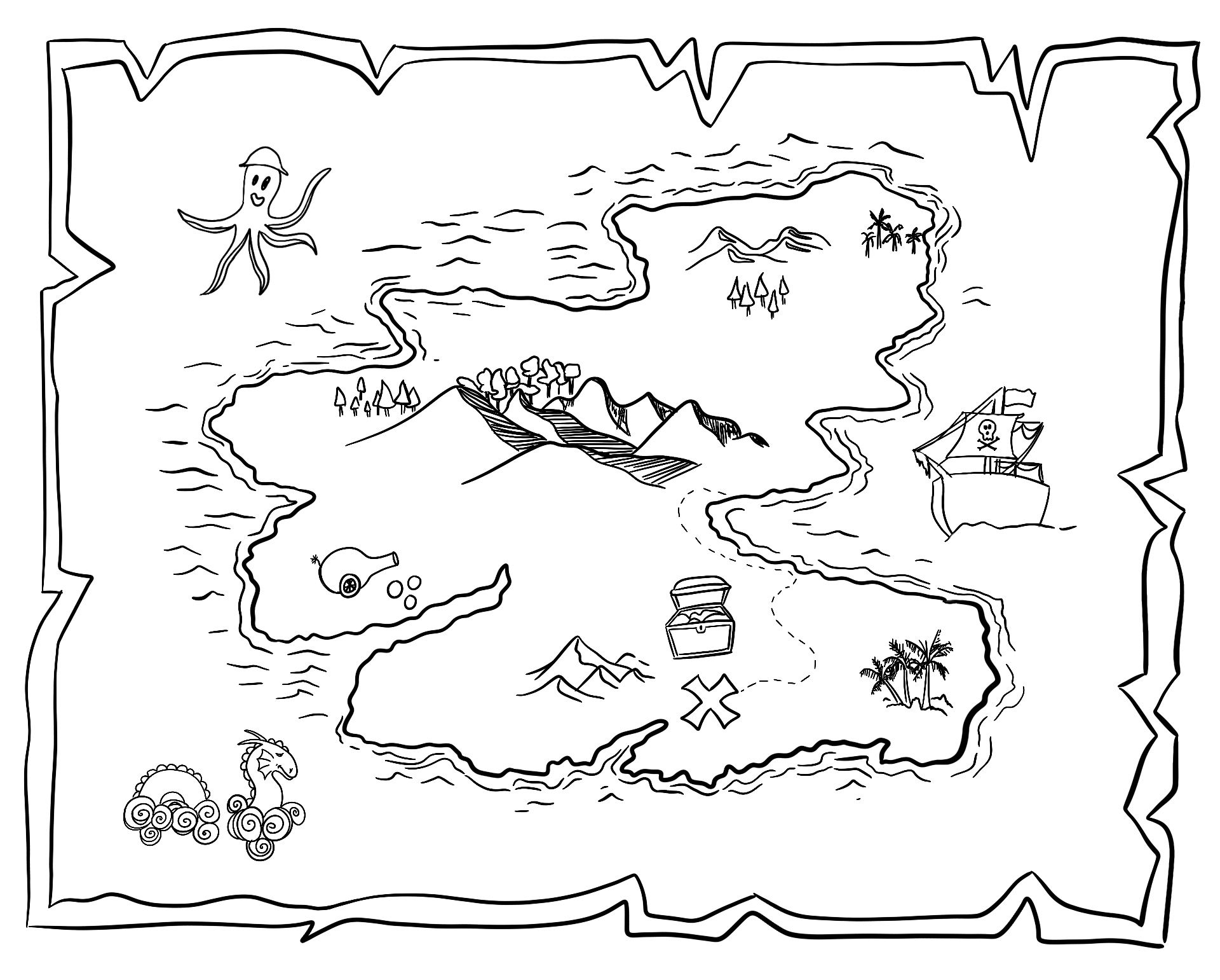 Printable Blank Treasure Map Templates Just Family Fun Worksheets Library