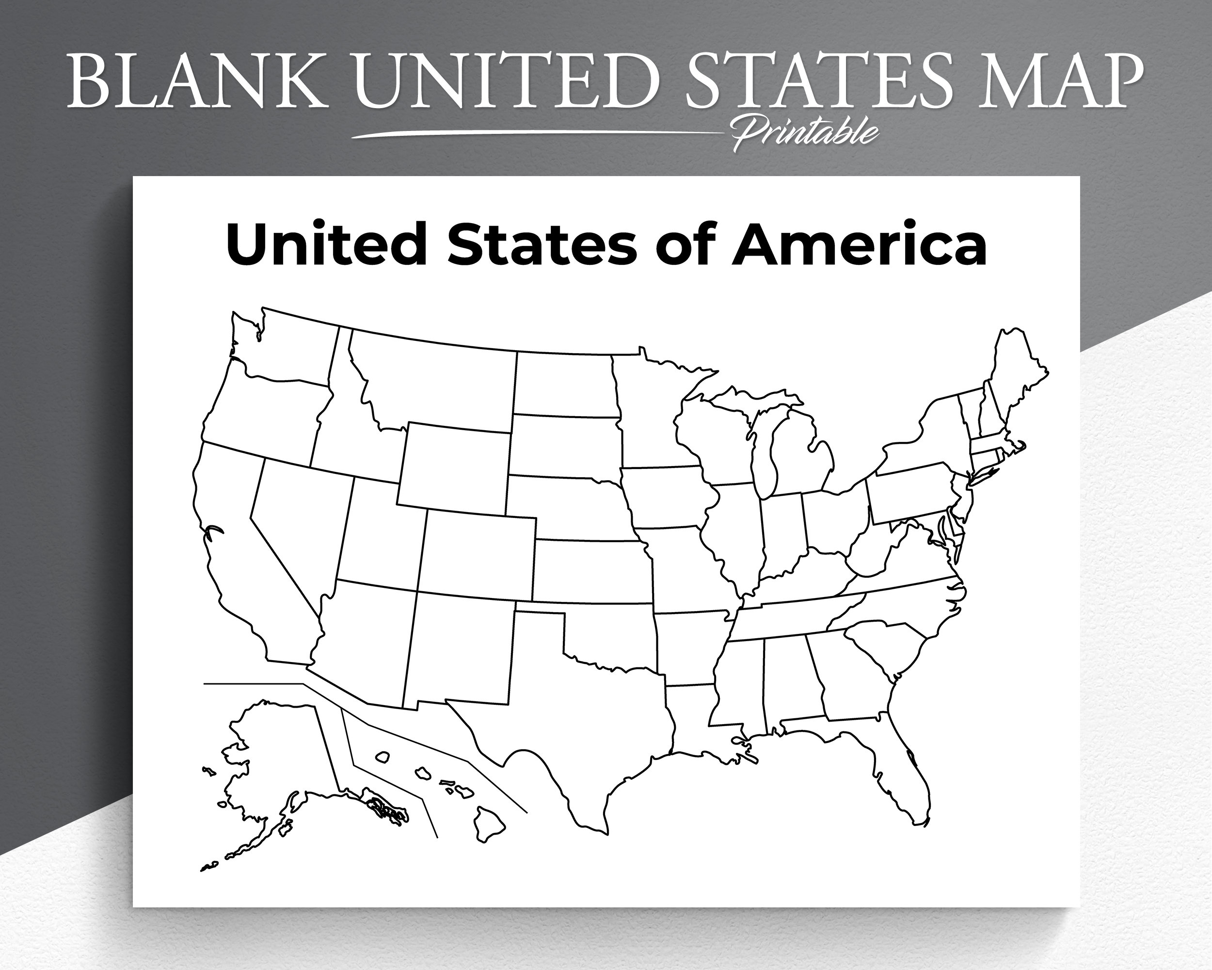 Printable Blank US Map Educational Map For Kids USA Coloring 