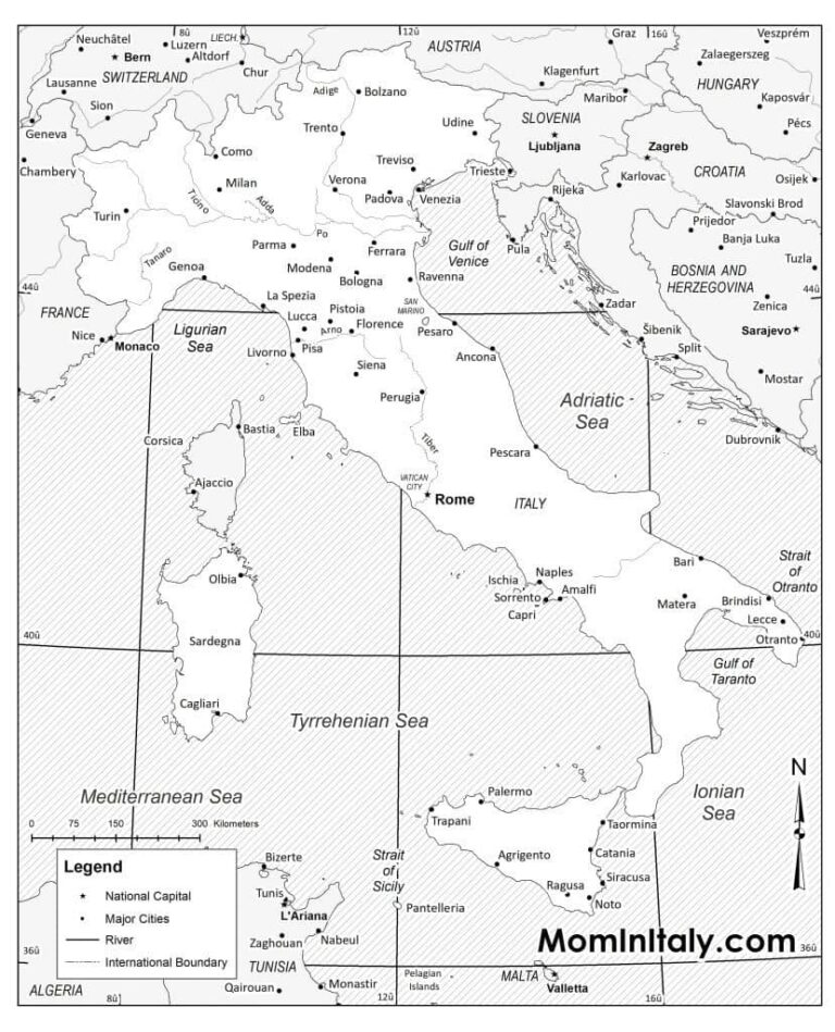 PRINTABLE MAP OF ITALY Black U0026 White And Color Versions Mom In Italy