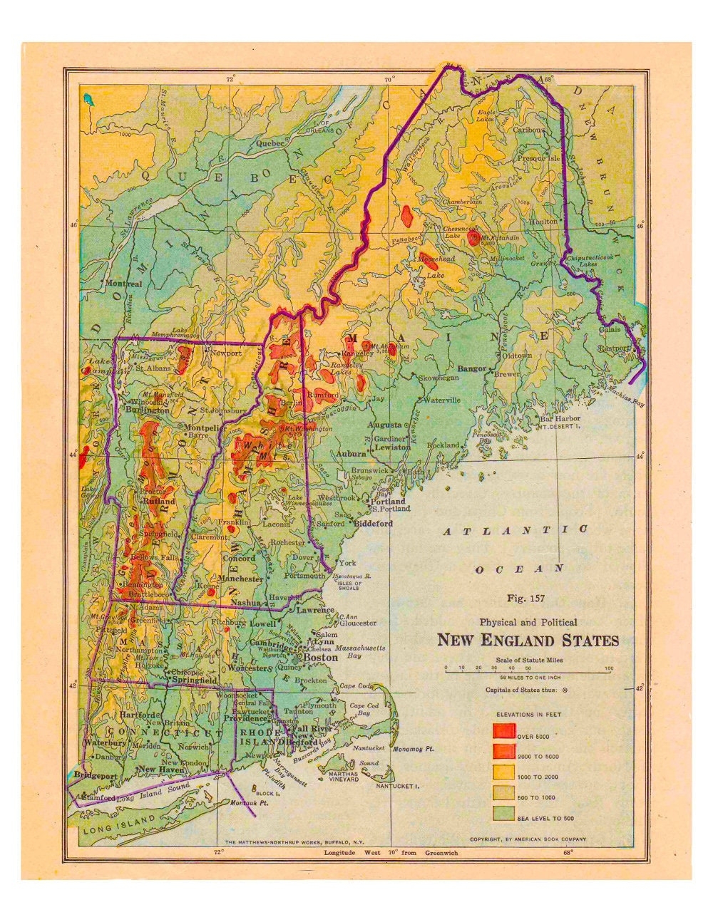 Printable New England Map Digital Print Gift Home Decor Wall 