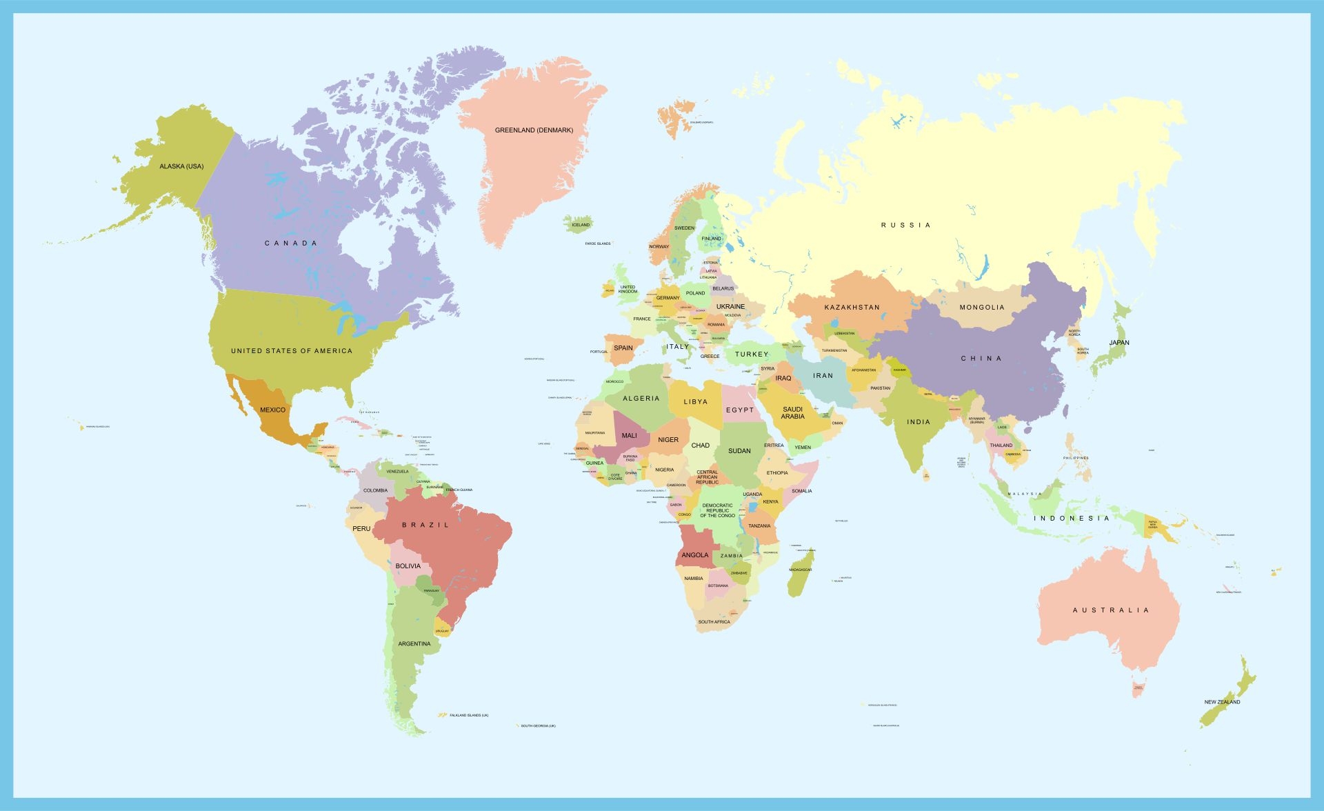 Printable Full Page World Map