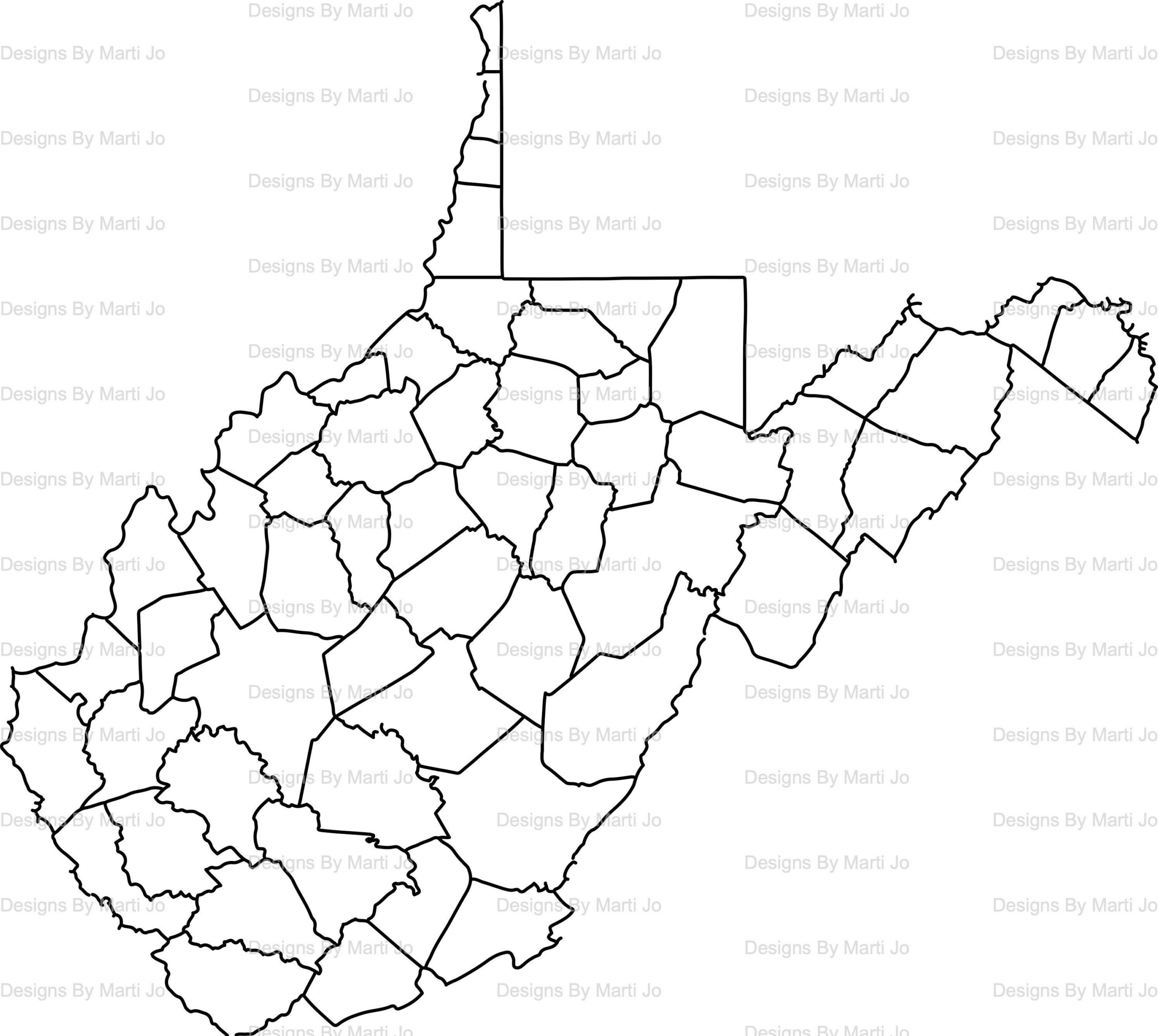 Printable West Virginia Map Printable WV County Map Digital Download PDF MAP21 Etsy
