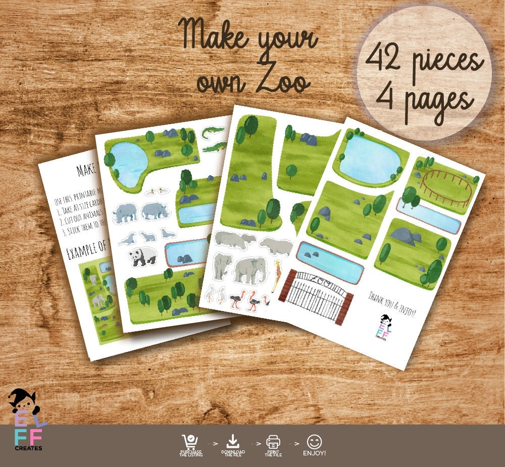 Printable Zoo Park And Paper Animals Activities For Kids Etsy