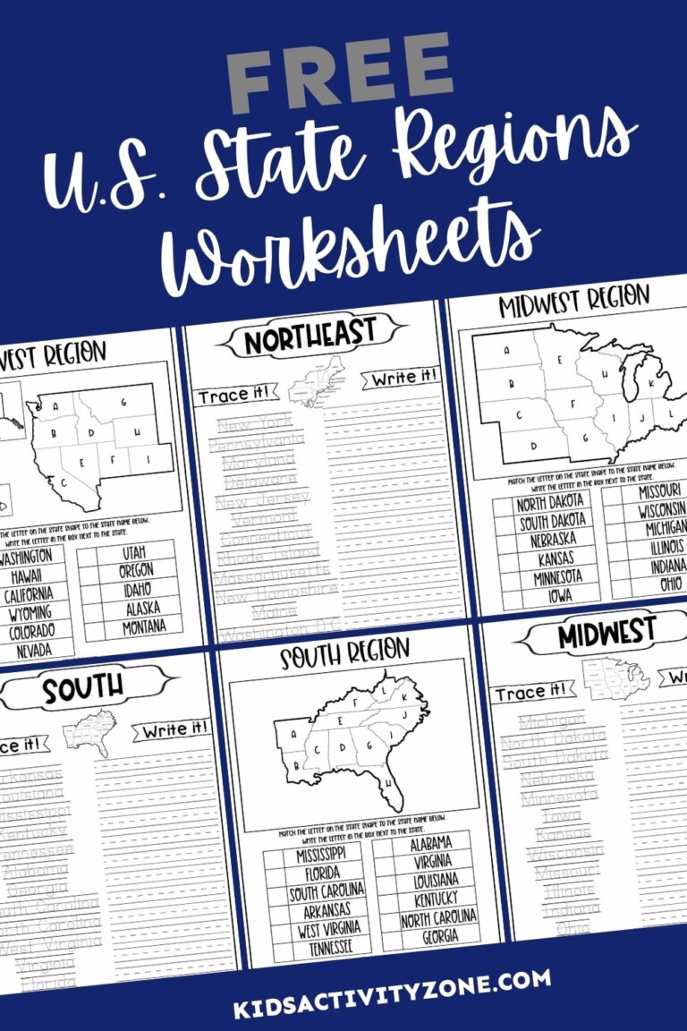 Regions Of The United States Worksheets Kids Activity Zone
