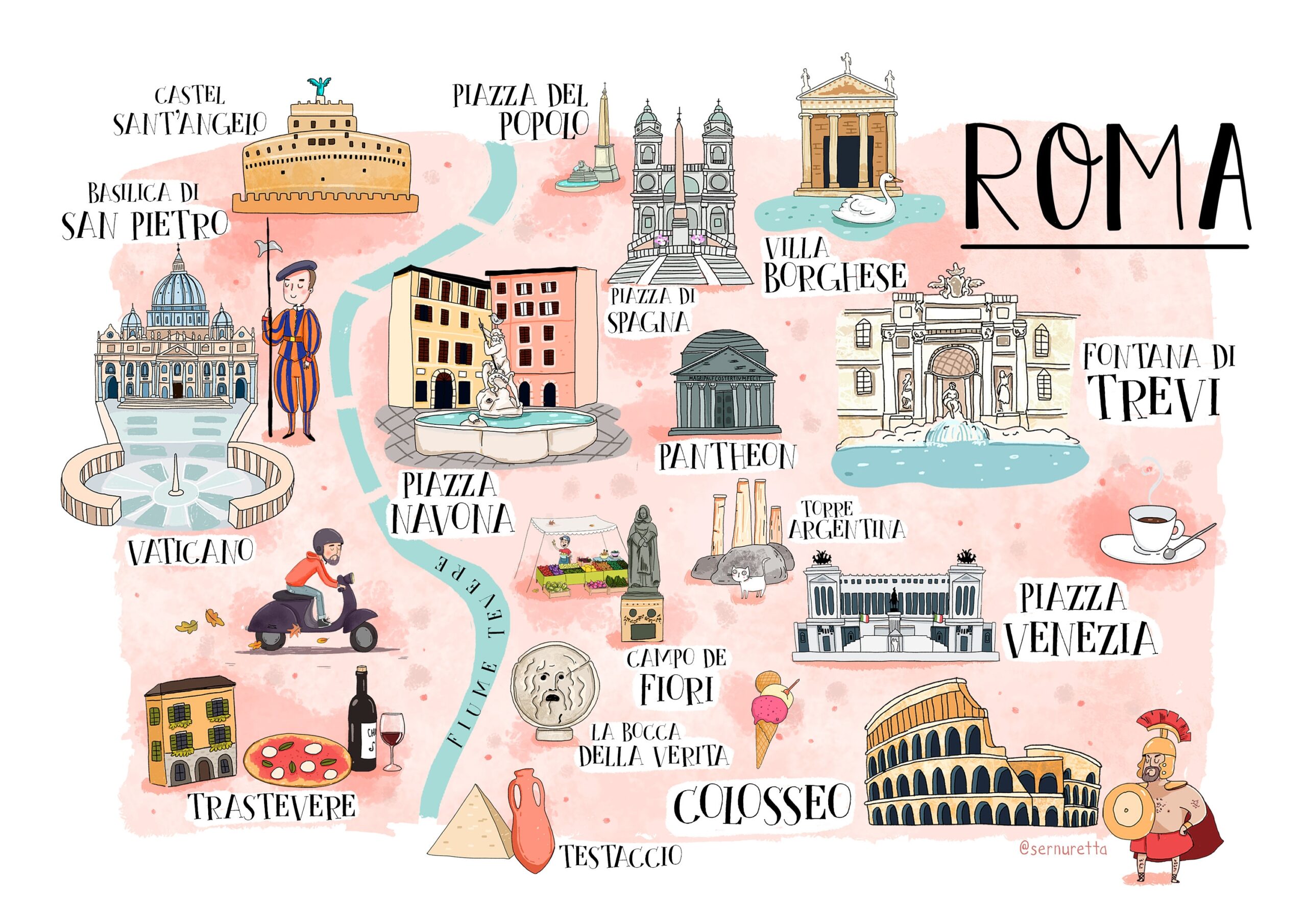 Rome Illustrated Map