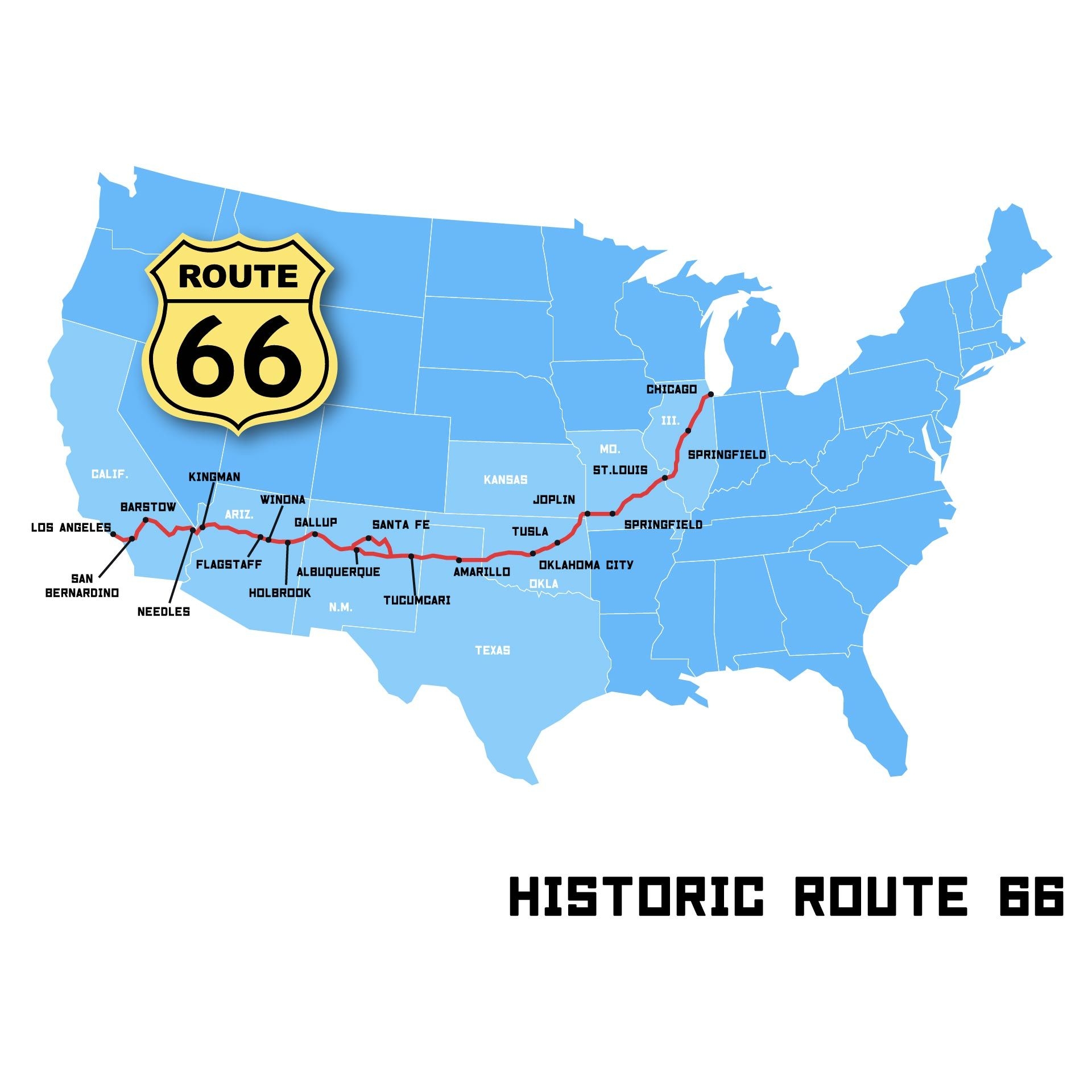 Route 66 Map Historical American Icons Of The Mother Road Canvas Worksheets Library