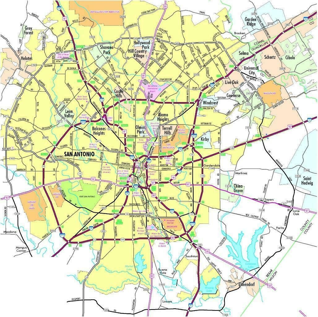 SAN ANTONIO TEXAS MAP GLOSSY POSTER PICTURE PHOTO BANNER PRINT Road City Tx 5867 EBay