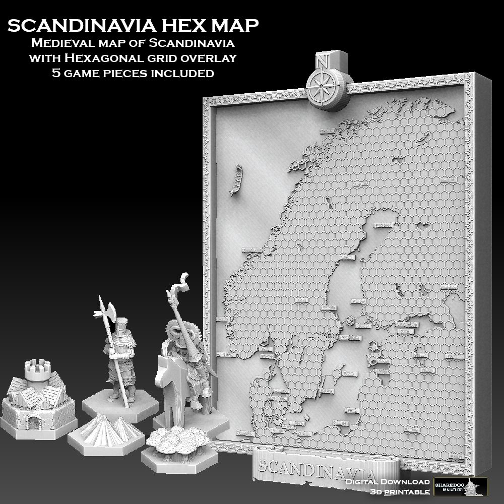  Scandinavia Hex Map STL File For 3D Printing Cults