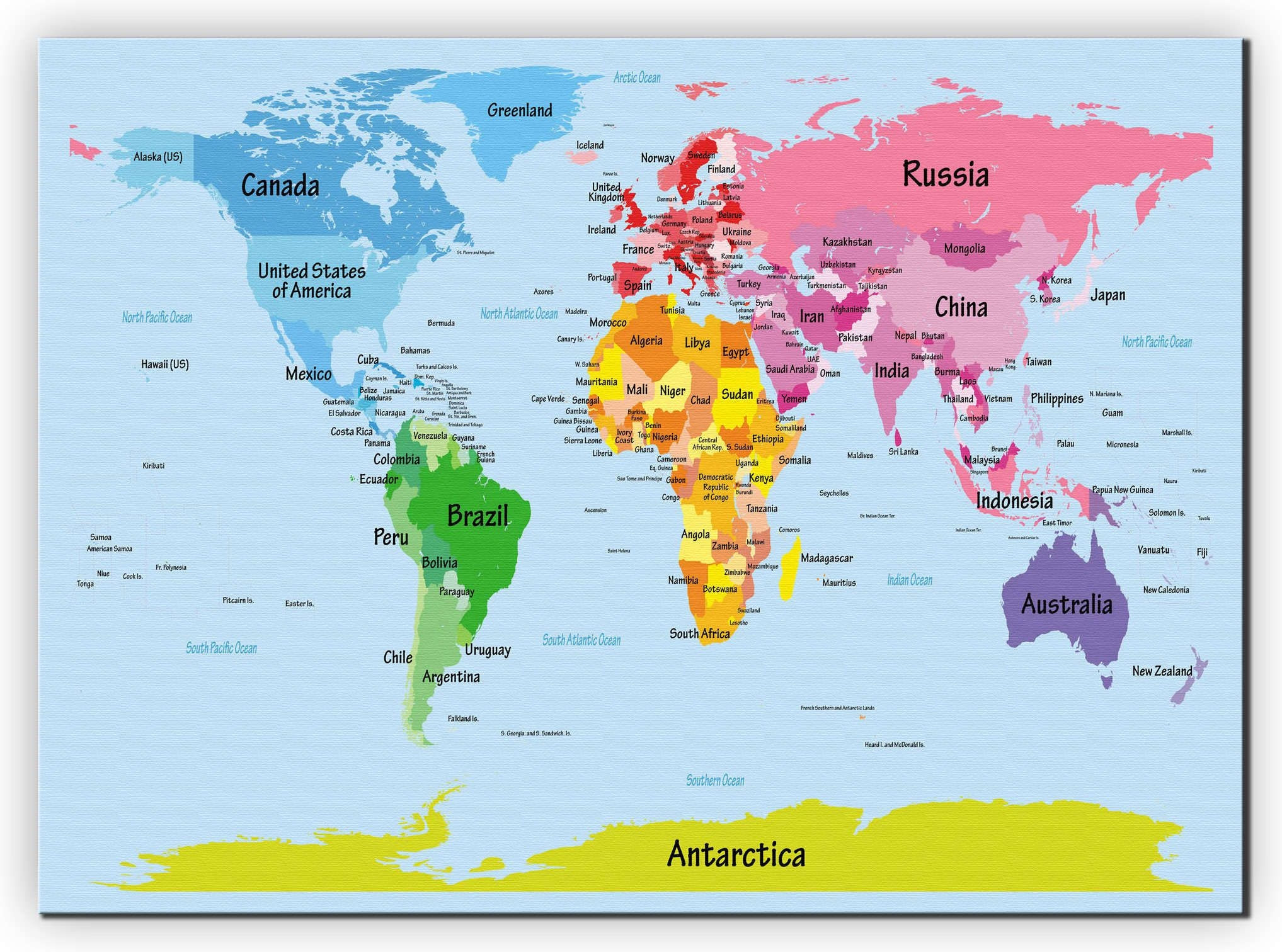 Small Kids Big Text Map Of The World Canvas 