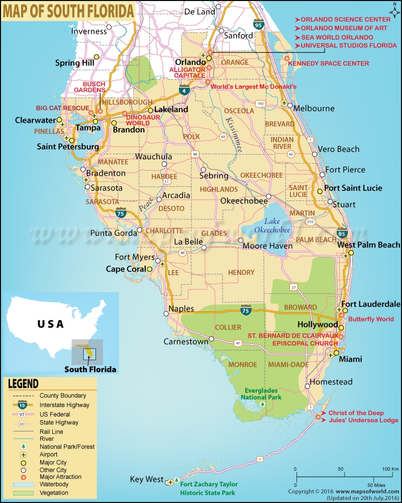 South Florida Map USA Coastal Regions