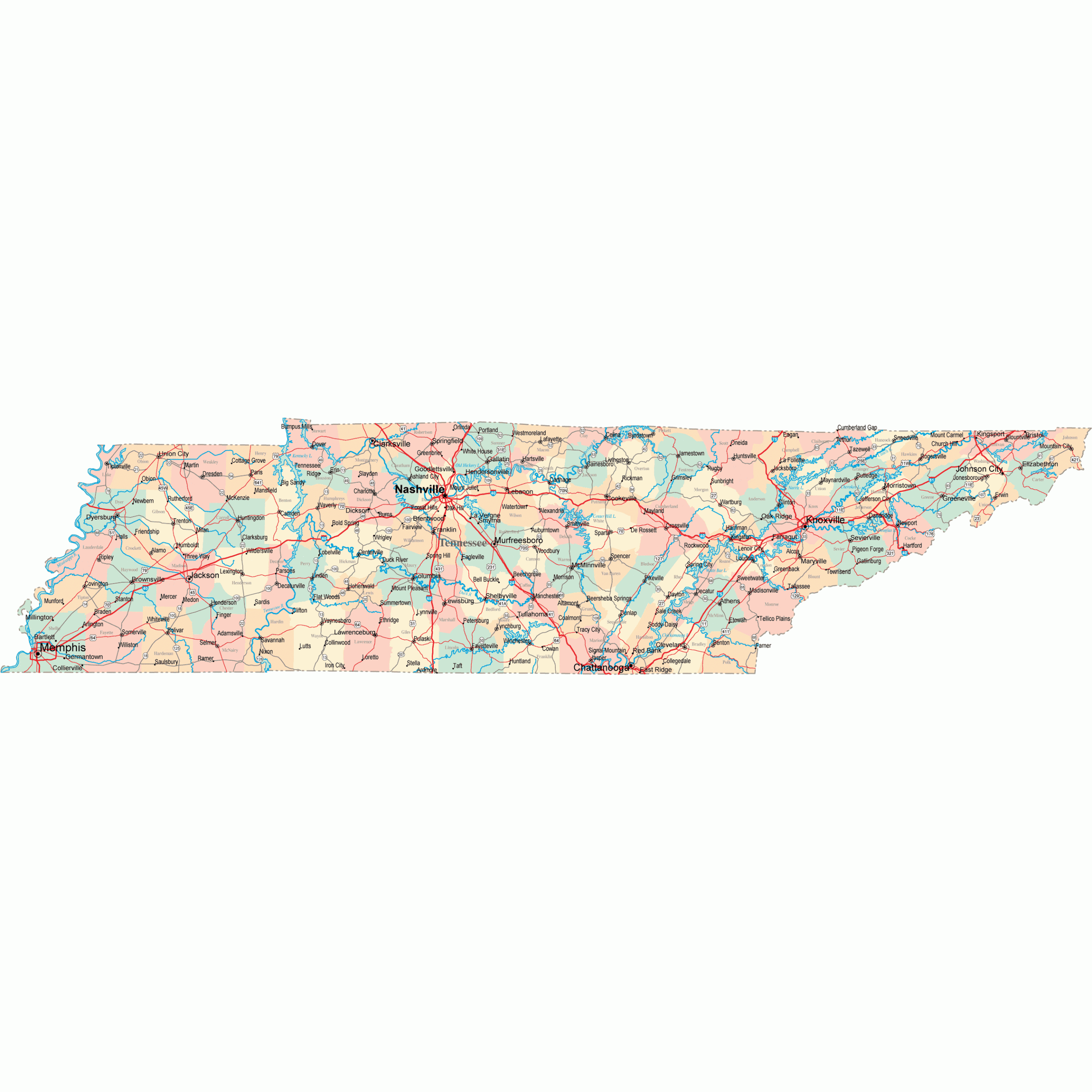 Tennessee Road Map TN Road Map Tennessee Highway Map
