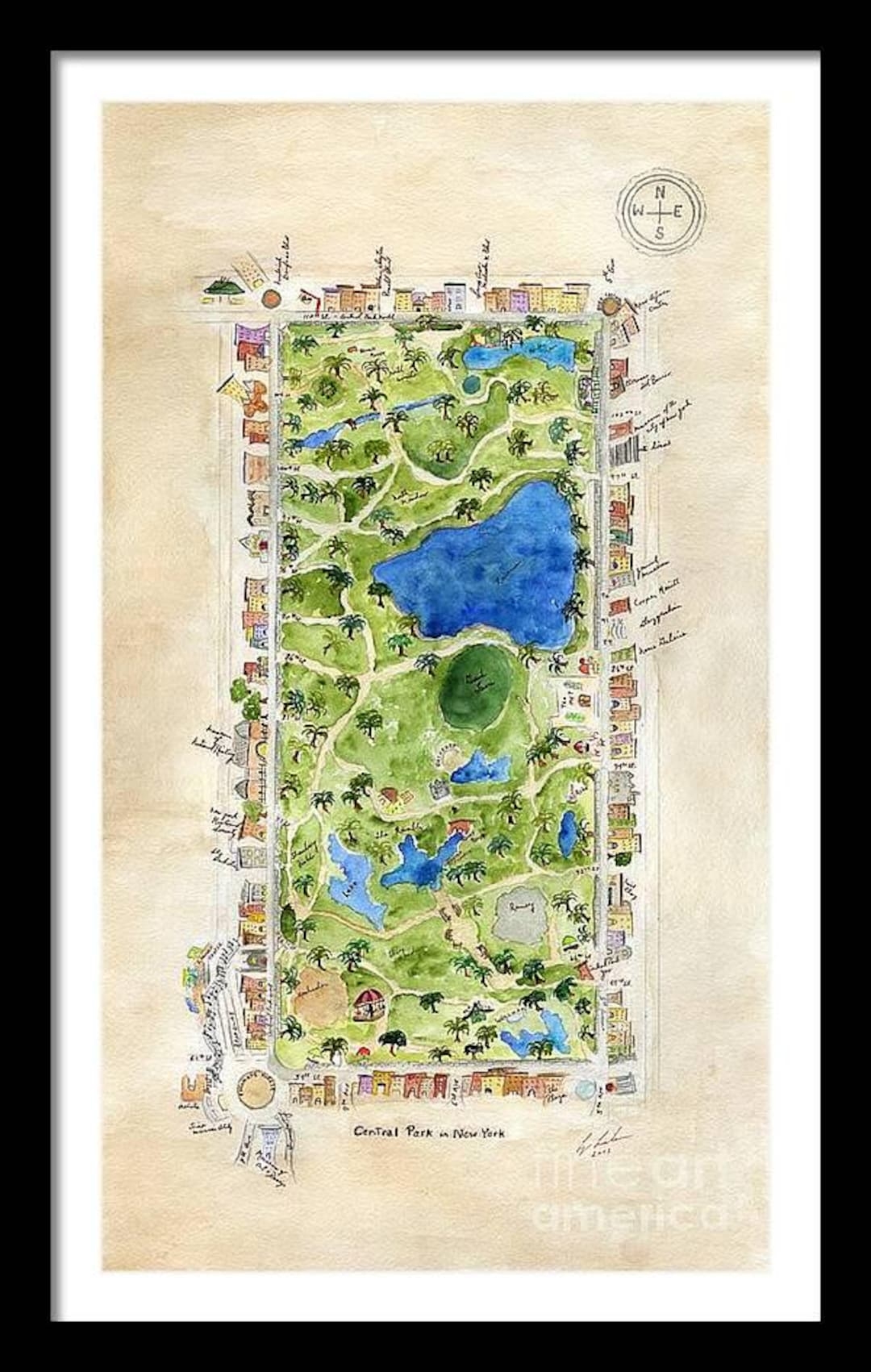 The Central Park Map NYC Etsy