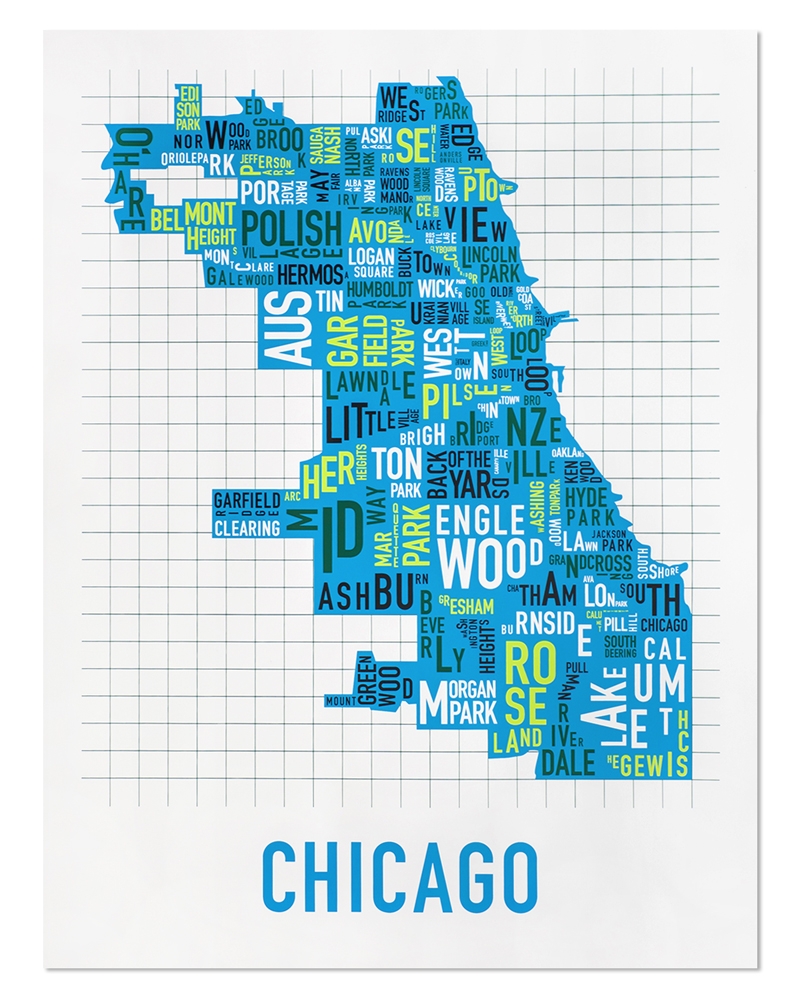 The Original Chicago Type Neighborhoods Map Locally Made In Chicago 