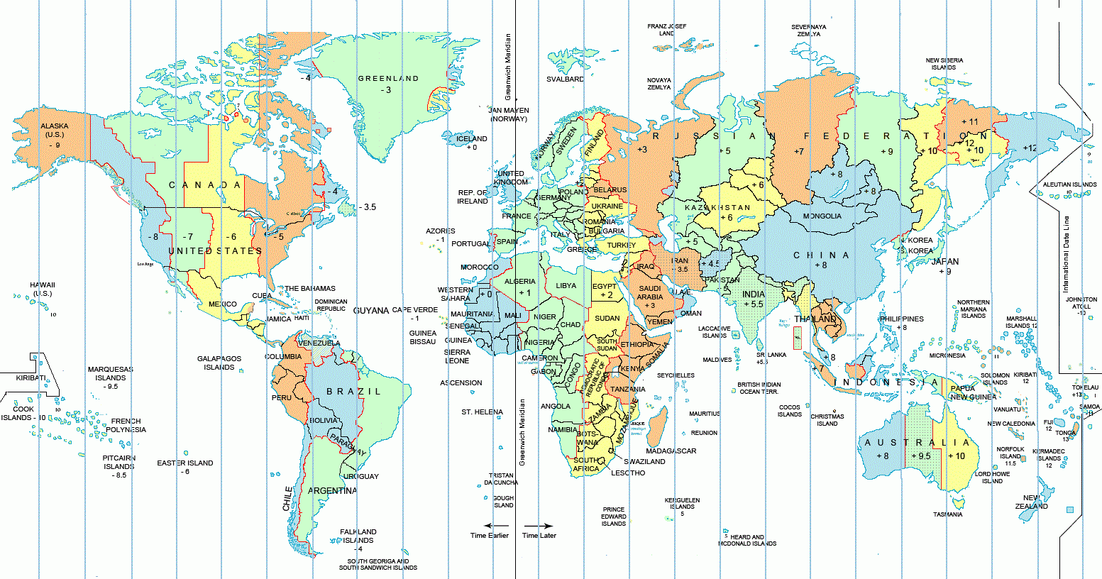 Printable Map Of Time Zones