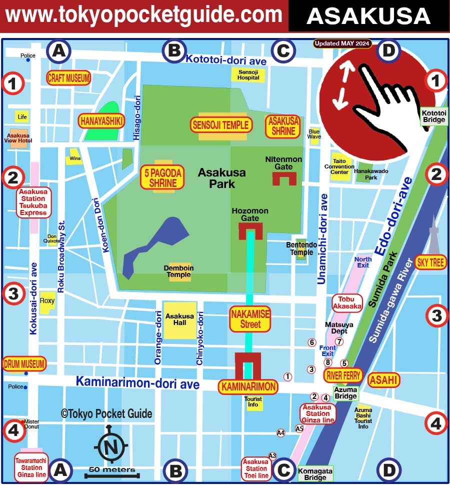 TOKYO POCKET GUIDE Tokyo Asakusa Map In English For Tourist Attractions And Things To Do