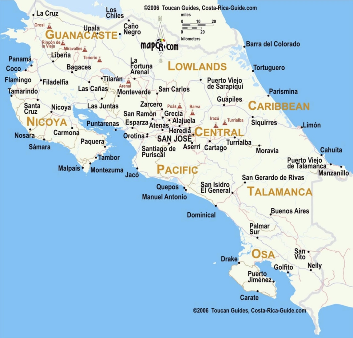 Tourist Maps Of Costa Rica Beaches Cities U0026 More