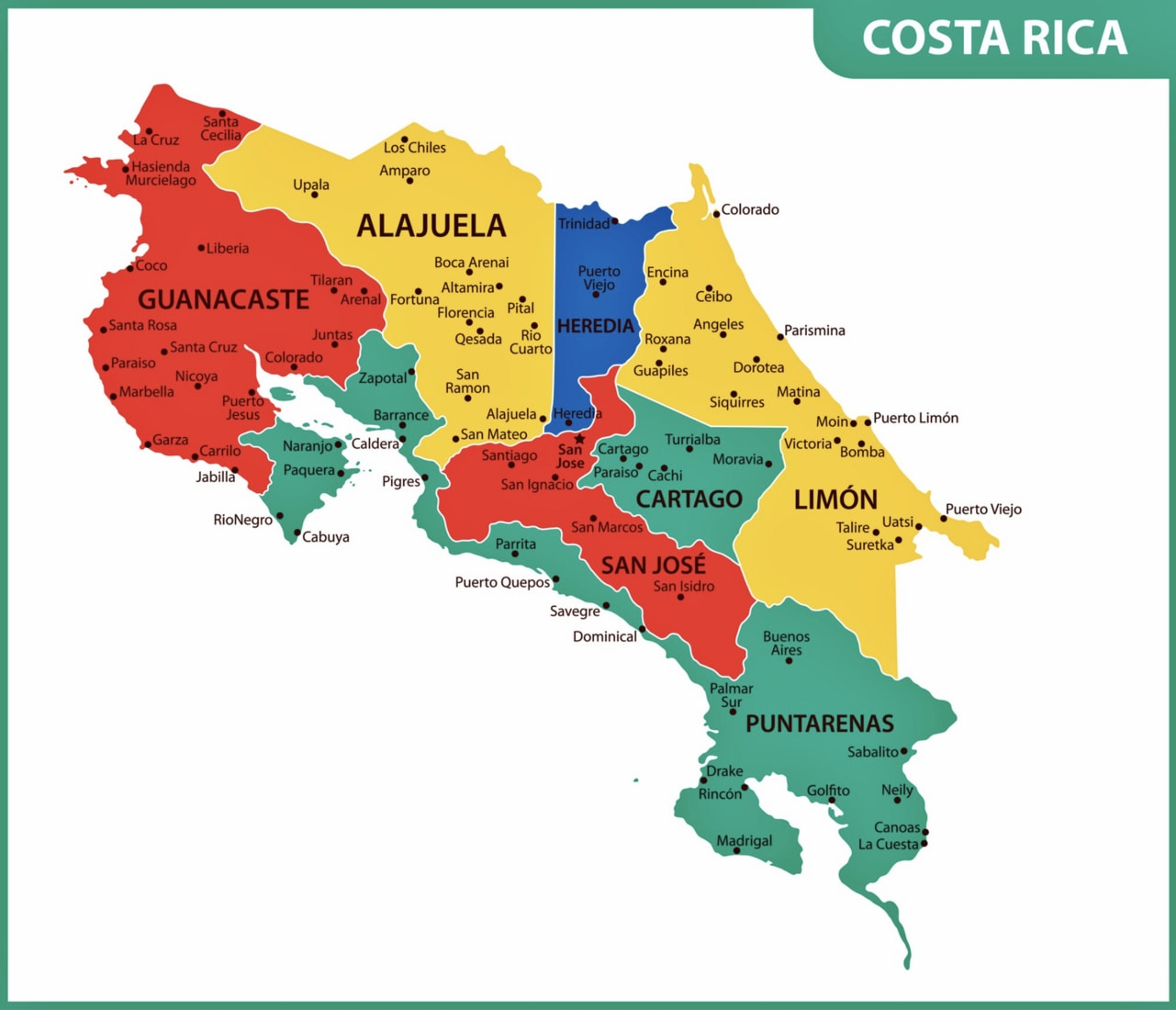 Printable Map Costa Rica