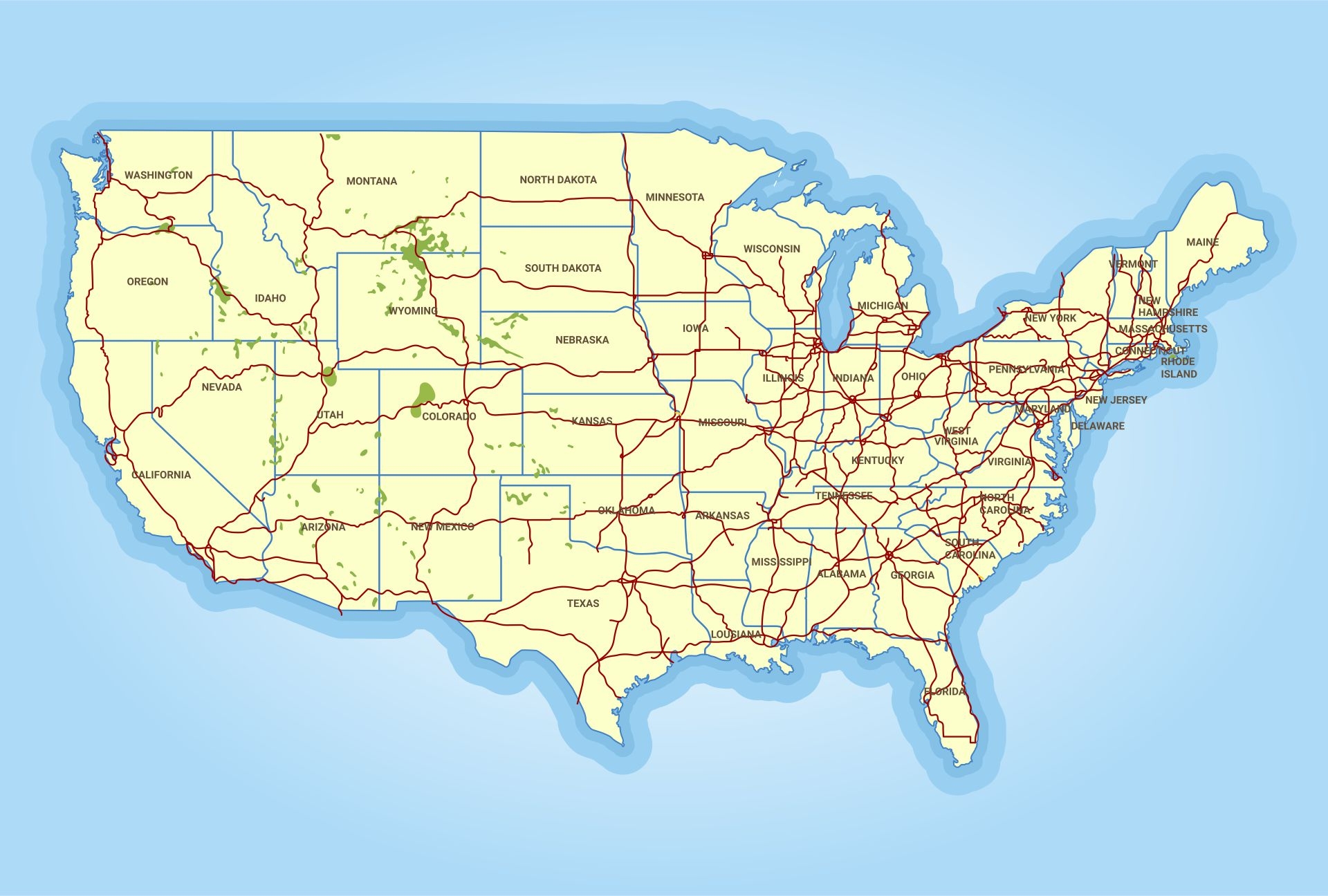 United States Highway Map Printable