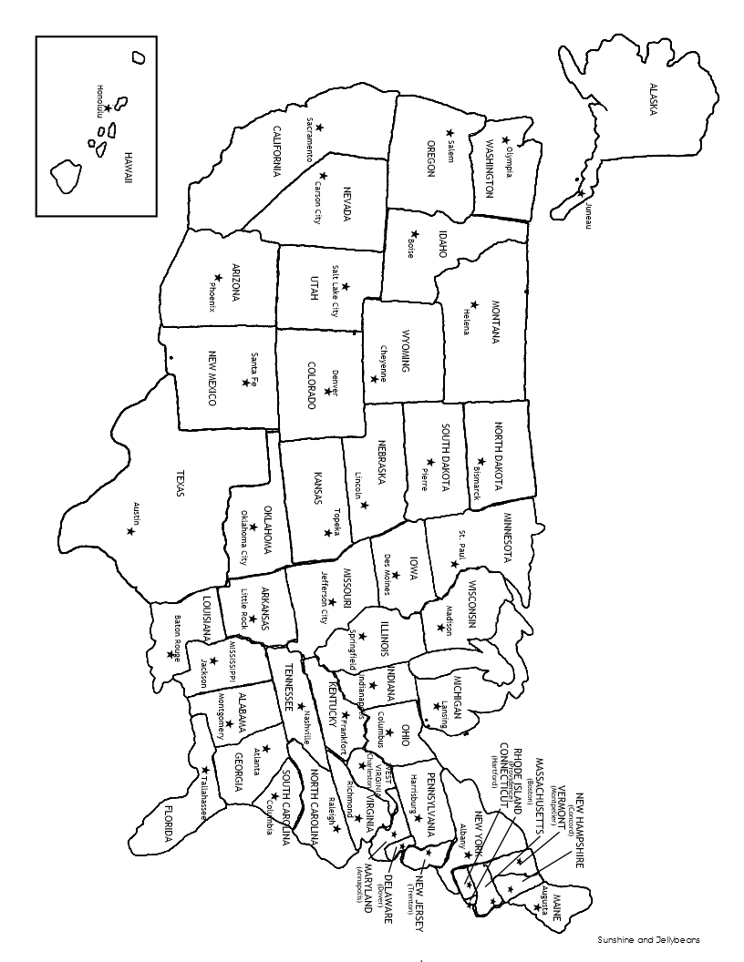 Printable States And Capitals Map