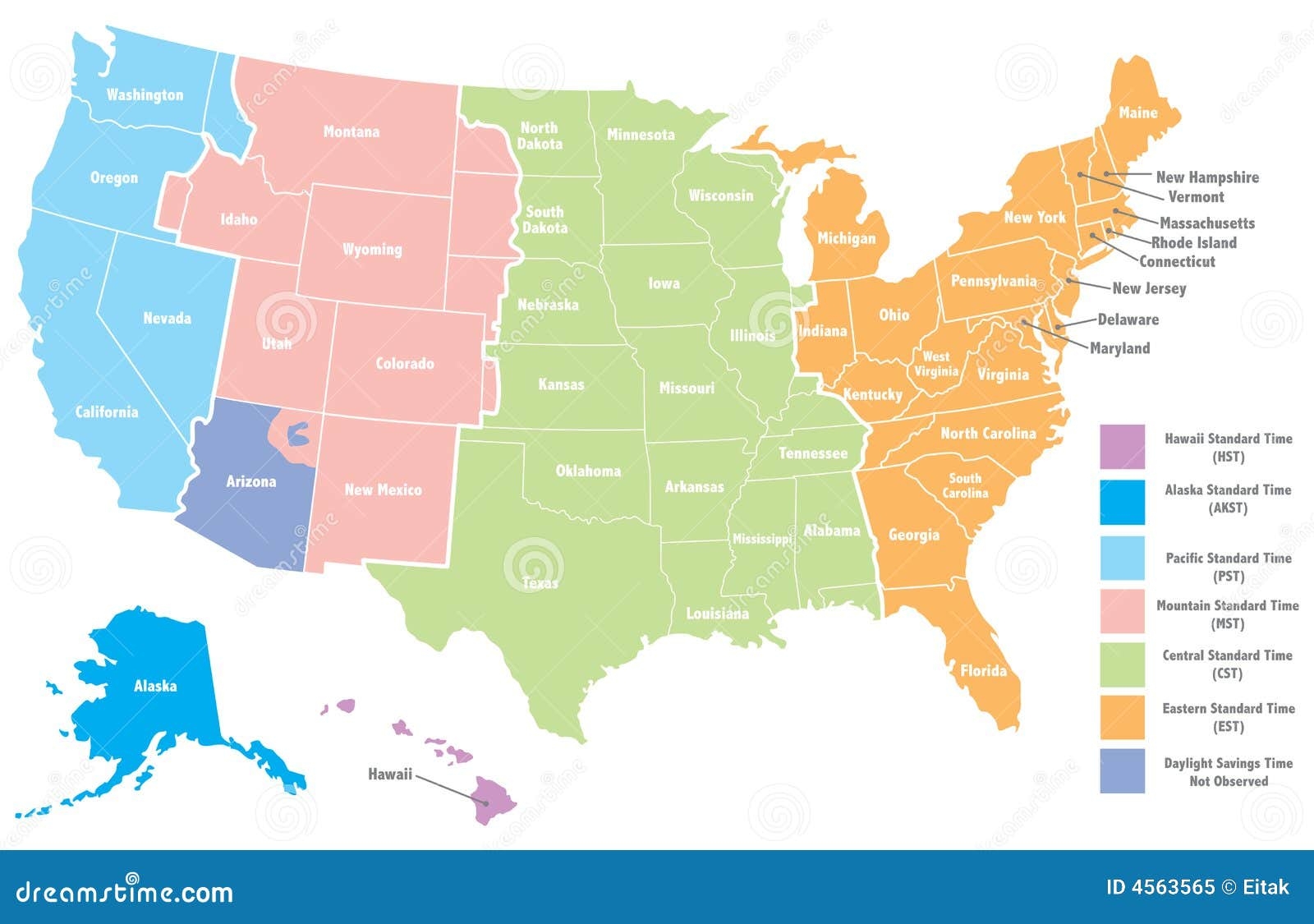 United States Timezone Map Stock Illustration Illustration Of Geographic 4563565