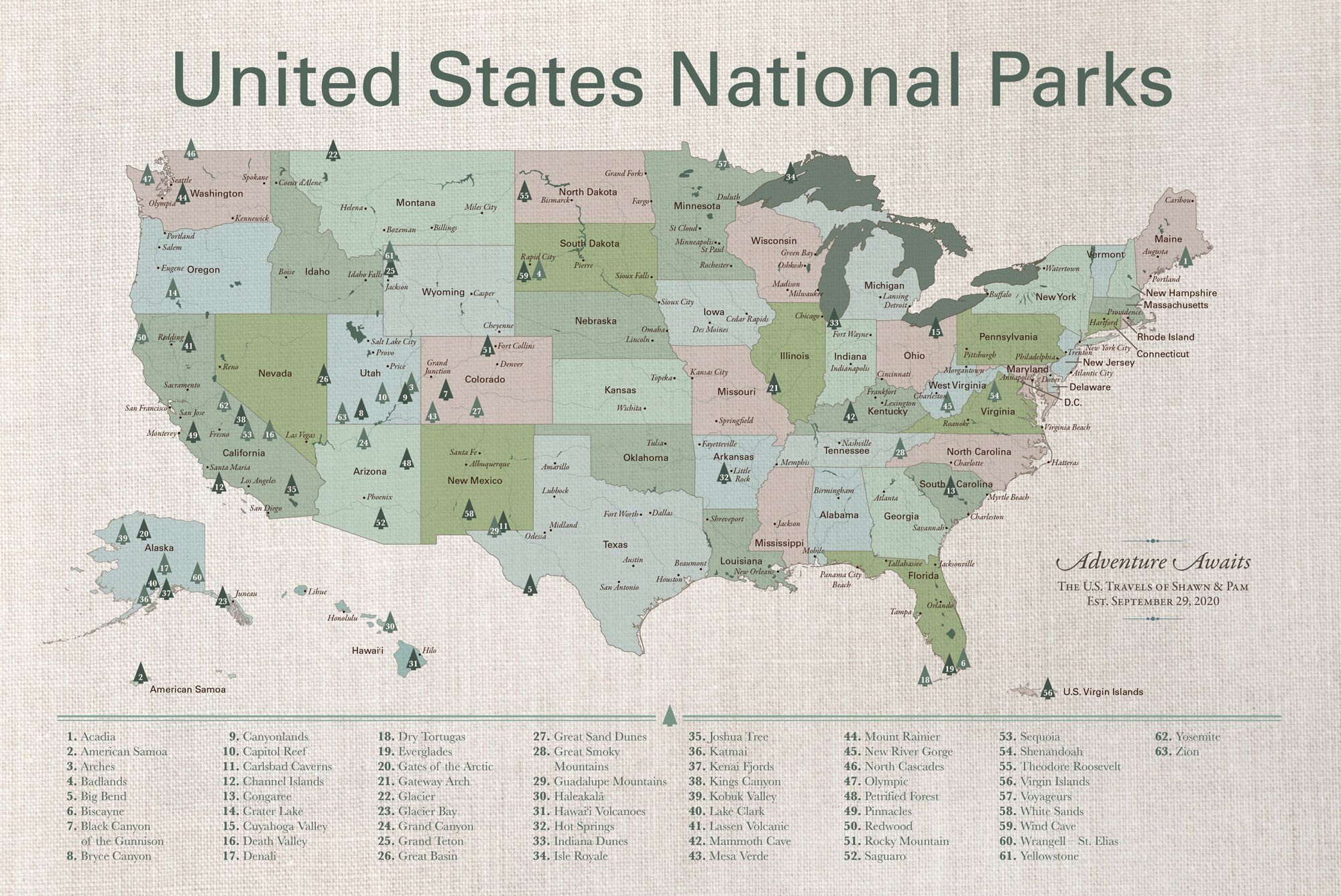 Printable Map Of Us National Parks