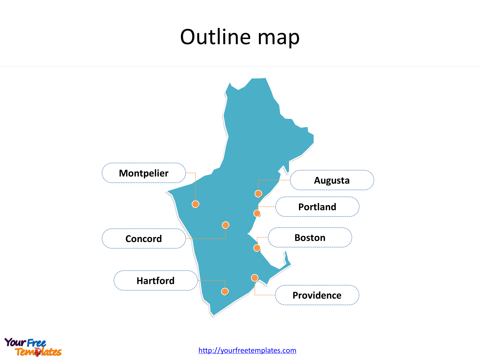 US New England Map Free PowerPoint Template