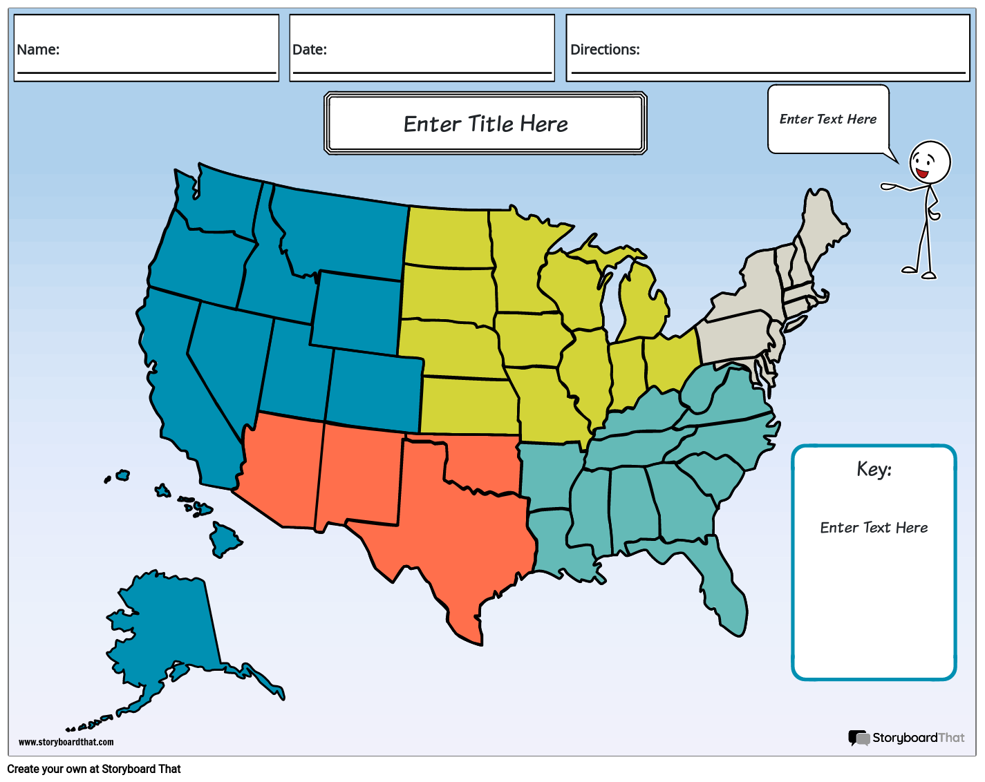 US Regions Storyboard By Worksheet templates