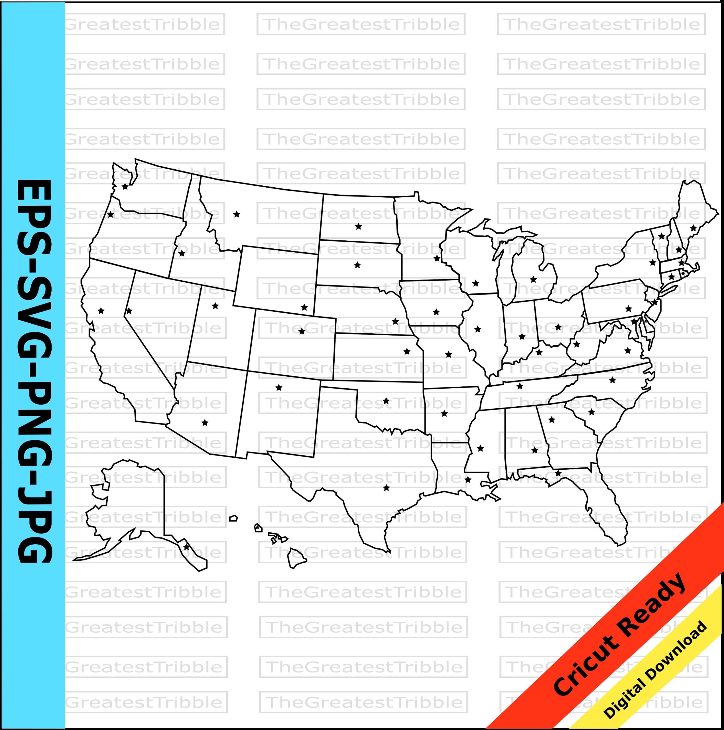 Us State Capitals Map Printable